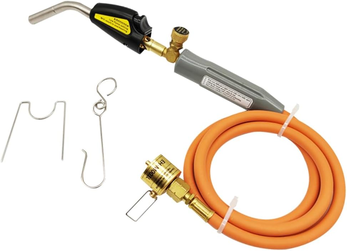 Intendvision Propane Torch Head, Mapp Gas Torch with Trigger Start, Adjustable Flame Knob, 1.5M Hose, Soldering Brazing Welding BBQ Torch Fuel by Propane Mapp Map Pro Gas (Includes Cylinder Clip) image number 5