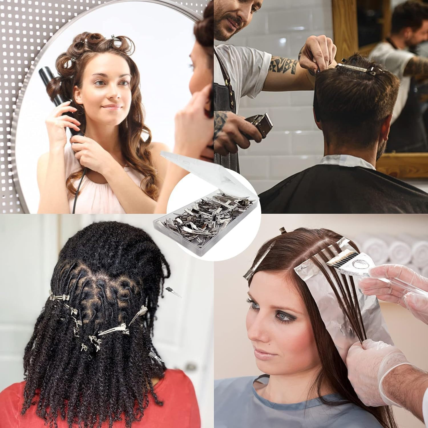 Pack of 60 Women'S Hair Clips, 4.4 Cm/5.5 Cm/9 Cm, Metal Hair Clips for Hairdressing Supplies, Hair Styling, Compartment Clips for Salon and Home Use, Silver image number 3