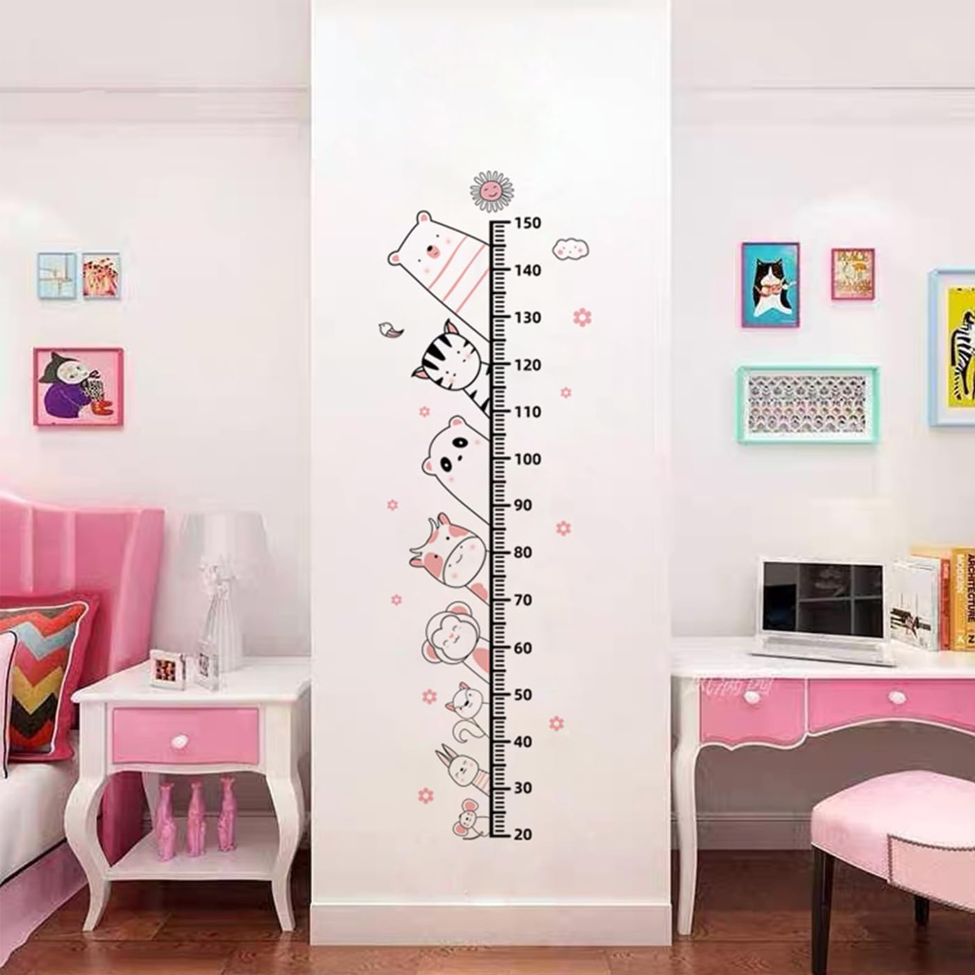 Kids Height Chart Wall Stickers,Baby Growth Height Wall Decal Removable DIY Height Measure Mural Decor for Girls Boys Toddler Nursery Kindergarten Playroom Bedroom Decoration Art (E)