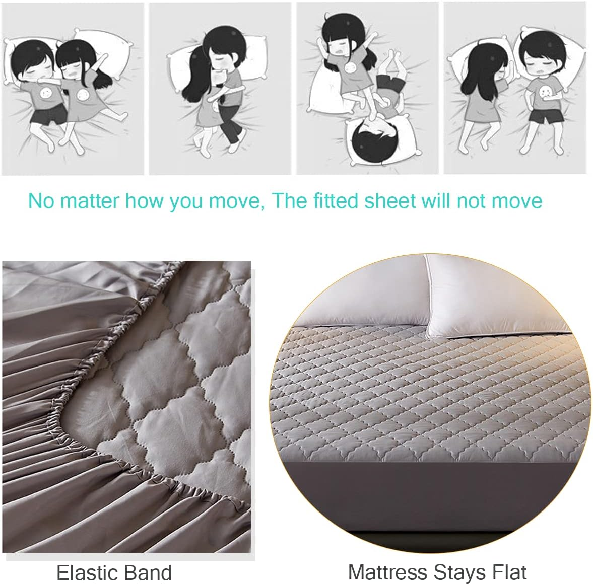 Queen Mattress Protector,Comfprote Premium Cotton 100Percent Waterproof Mattress Cover Protectors - Gray (Queen -153X203 Cm), BP-G-Q01-1