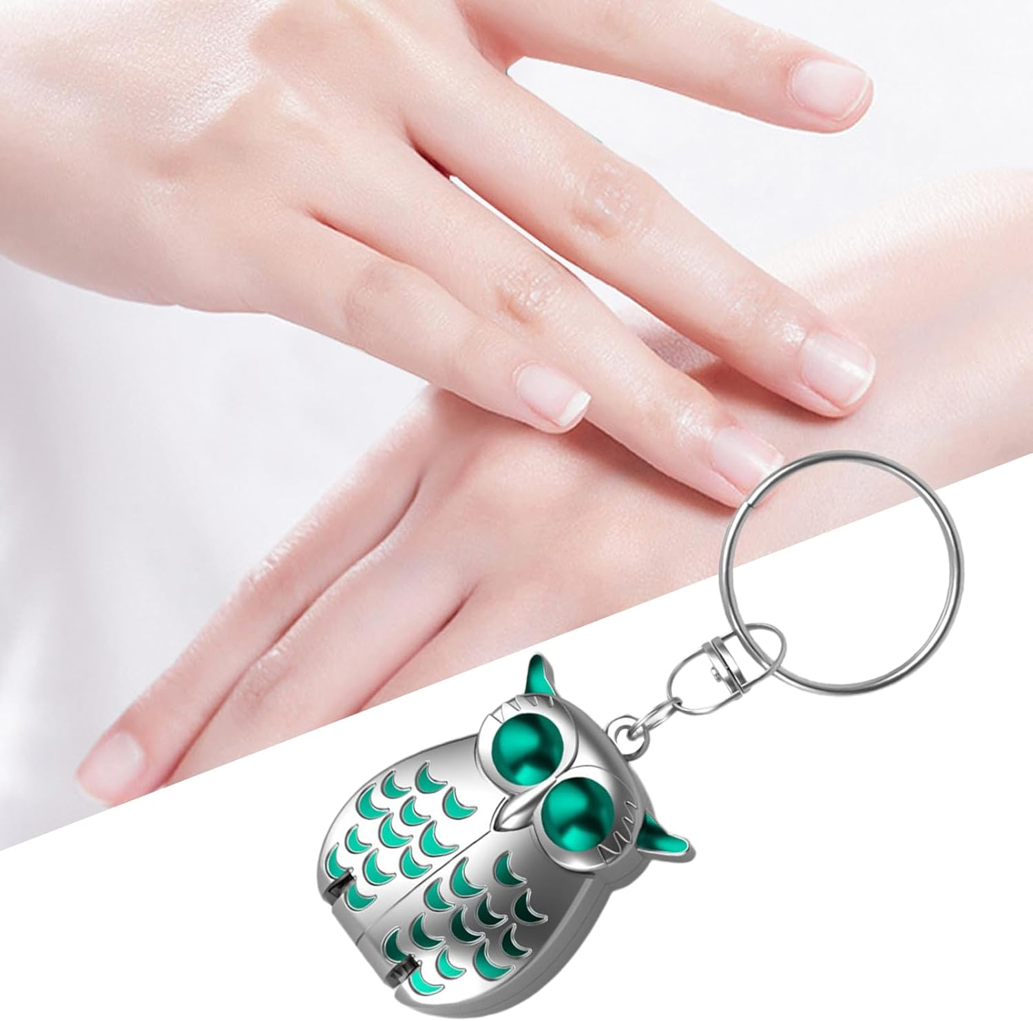 Kids Nail Clippers,Cute Owl Portable Foldable Nail Clippers with File - Professional Manicure & Pedicure Tool for Home, Travel, Salon, Elderly - Green image number 4