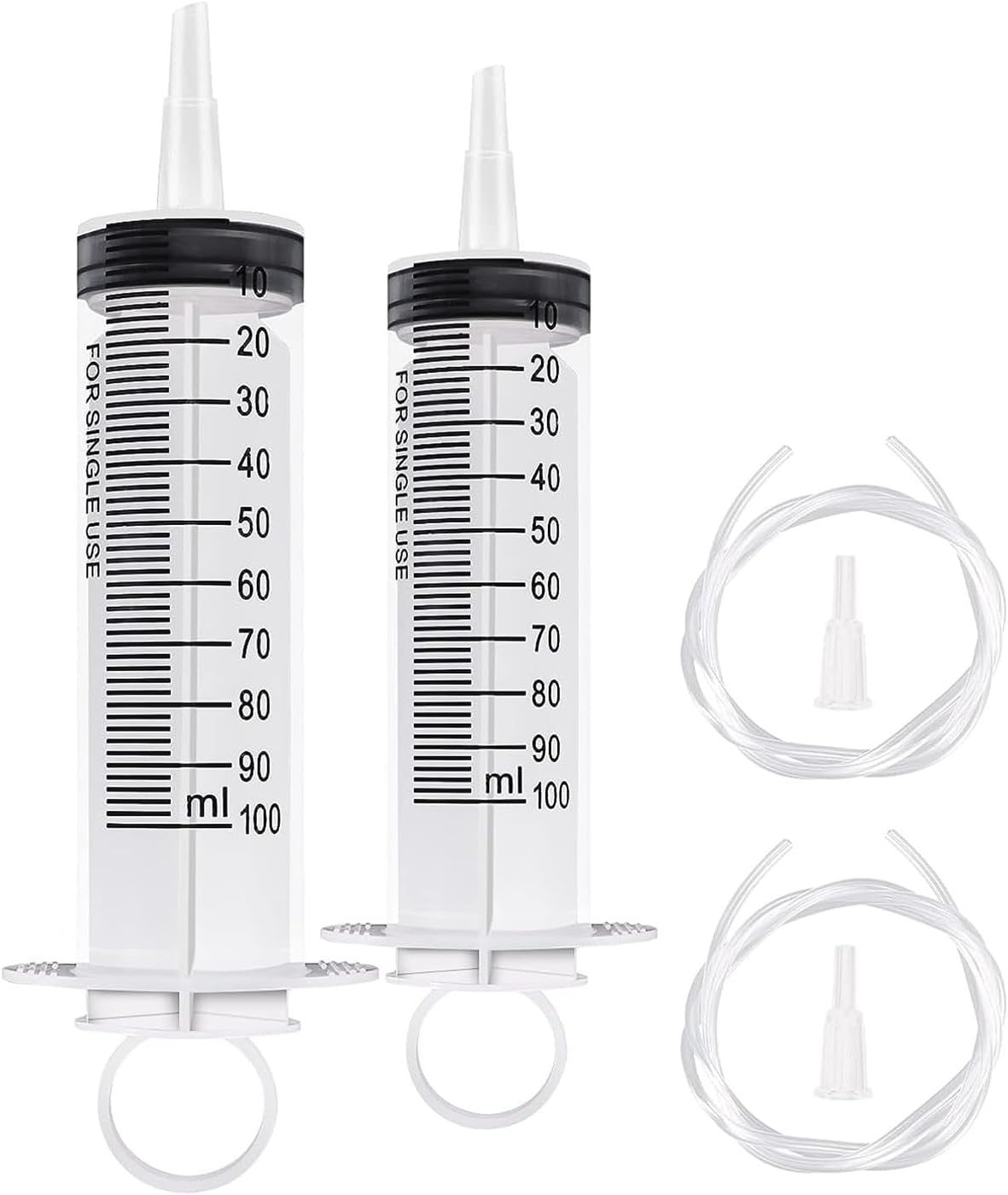 2 Pieces100Ml Syringe with 100Cm Tube for Oil Fluid Suction, Nutrient Measuring, Watering Experiments Industrial, Individually image number 1