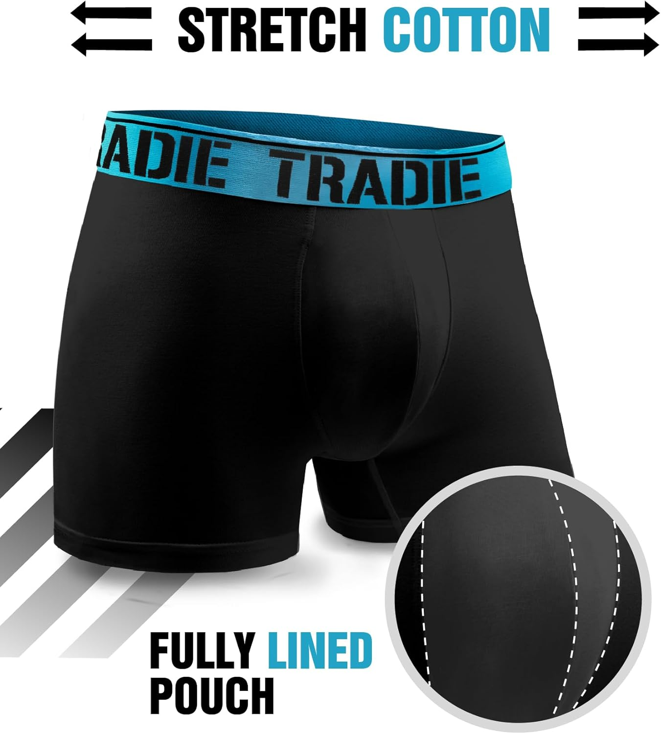 TRADIE Men'S Cotton/Elastane Fitted Trunk 3-Pack Mens Underwear, Stretch Cotton Fabric, Comfortable, Soft, Breathable Mens Boxer Brief, Value Pack Underwear for Men image number 5
