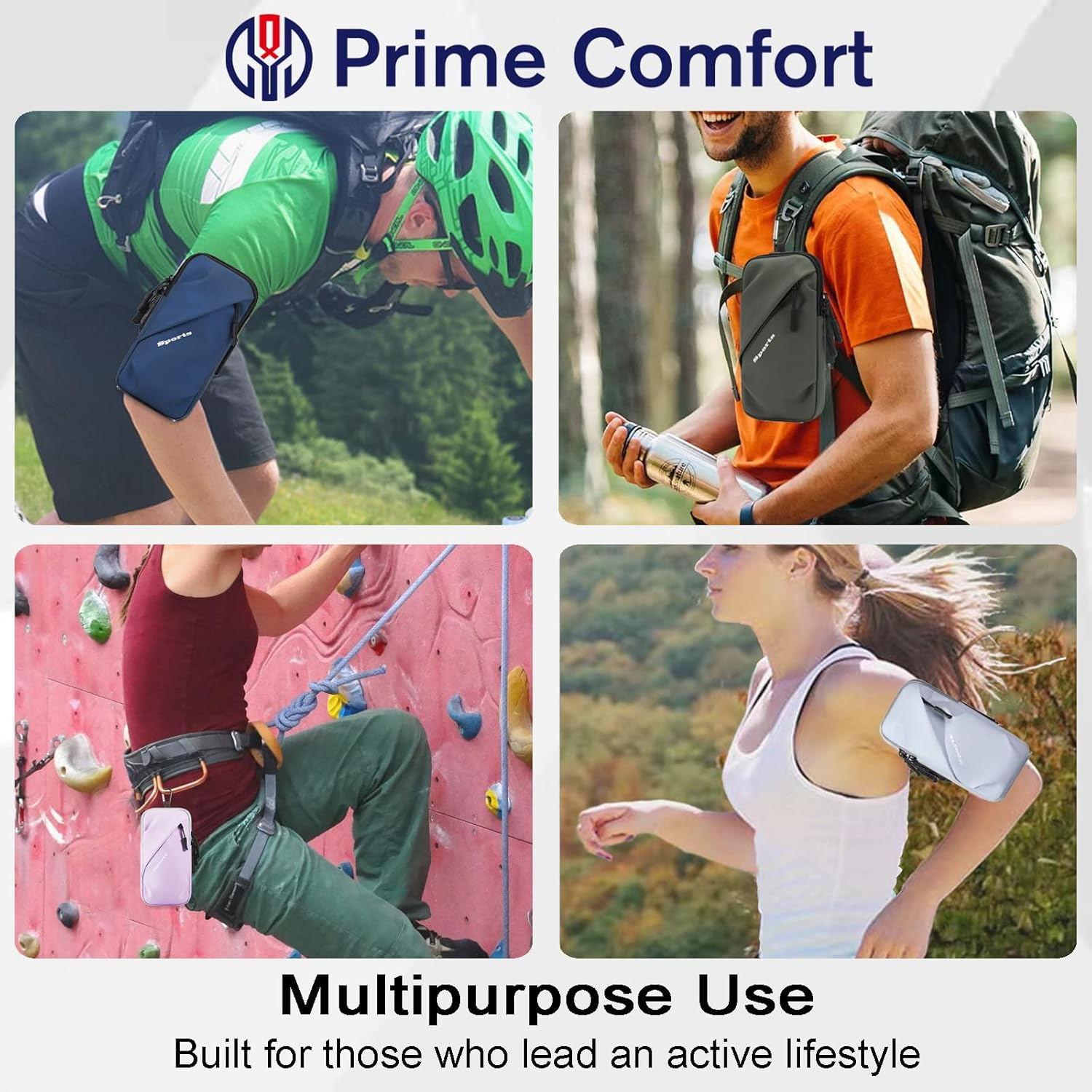 Phone Holder Arm Bands, Small Crossbody Shoulder Holsters Bag with Arm Band, Fits Iphone and All Cell Phones, Use for Running, Walking, Hiking & Biking (Plus Size Army Green) - Black image number 6