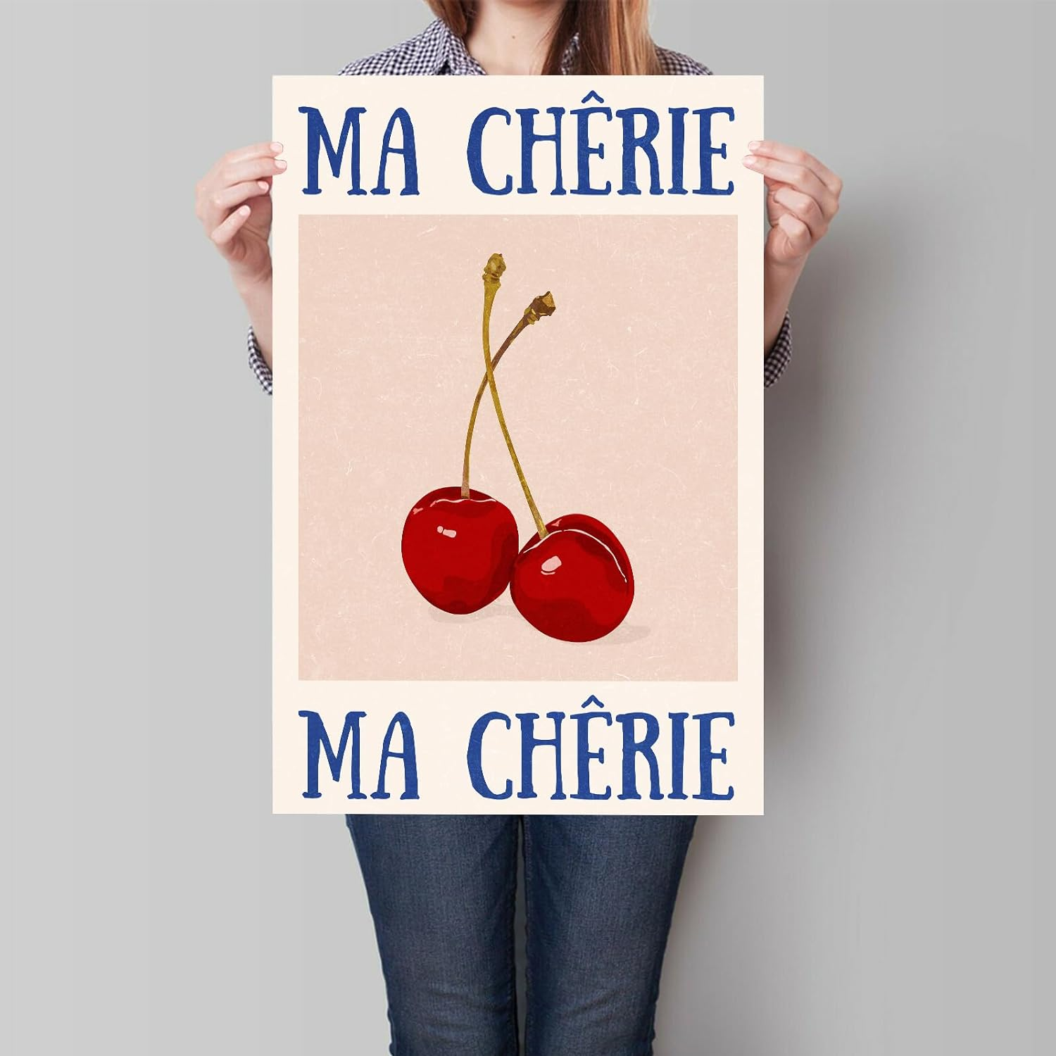 Yostyle Retro Funky Cherry Canvas Wall Art, Vintage 70S Red Blue Posters for Room Aesthetic, Trendy Preppy Cherry Picture Print for Teen Girls College Dorm Apartment Decor 12X16In Unframed image number 6