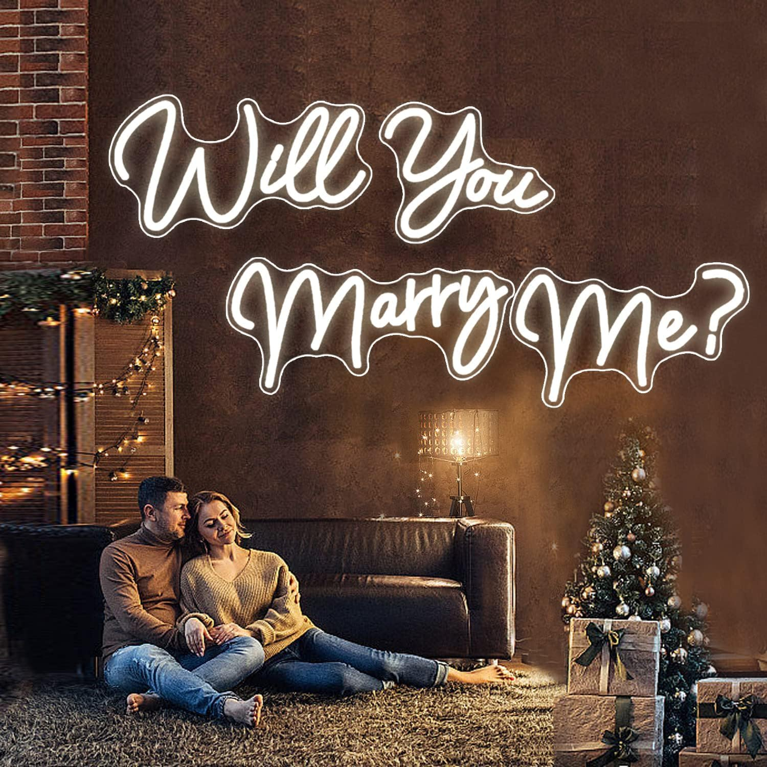 Will You Marry Me Neon Signs, 42X23.8 Cm LED Neon Signs for Wall Decor, USB Powered Will You Marry Me Shaped Decor Neon Light with Switch, Backdrop Light up Sign for Proposal Wedding Anniversary (Yellow)