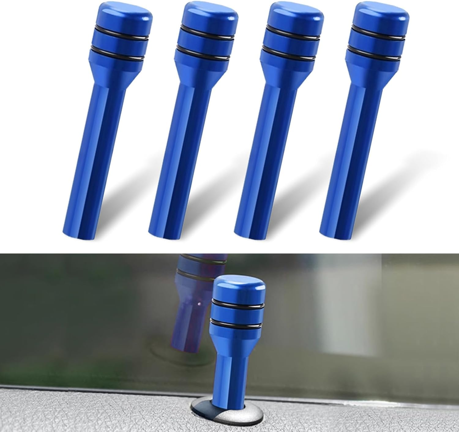 4 PCS 1.92" X 0.47" Car Door Lock Knobs, Aluminum Alloy Inner Door Lock Pull Pins, Automotive Inner Door Pull Pins Decor, Universal for Most Cars, Trucks, Suvs, Rvs (Silver)