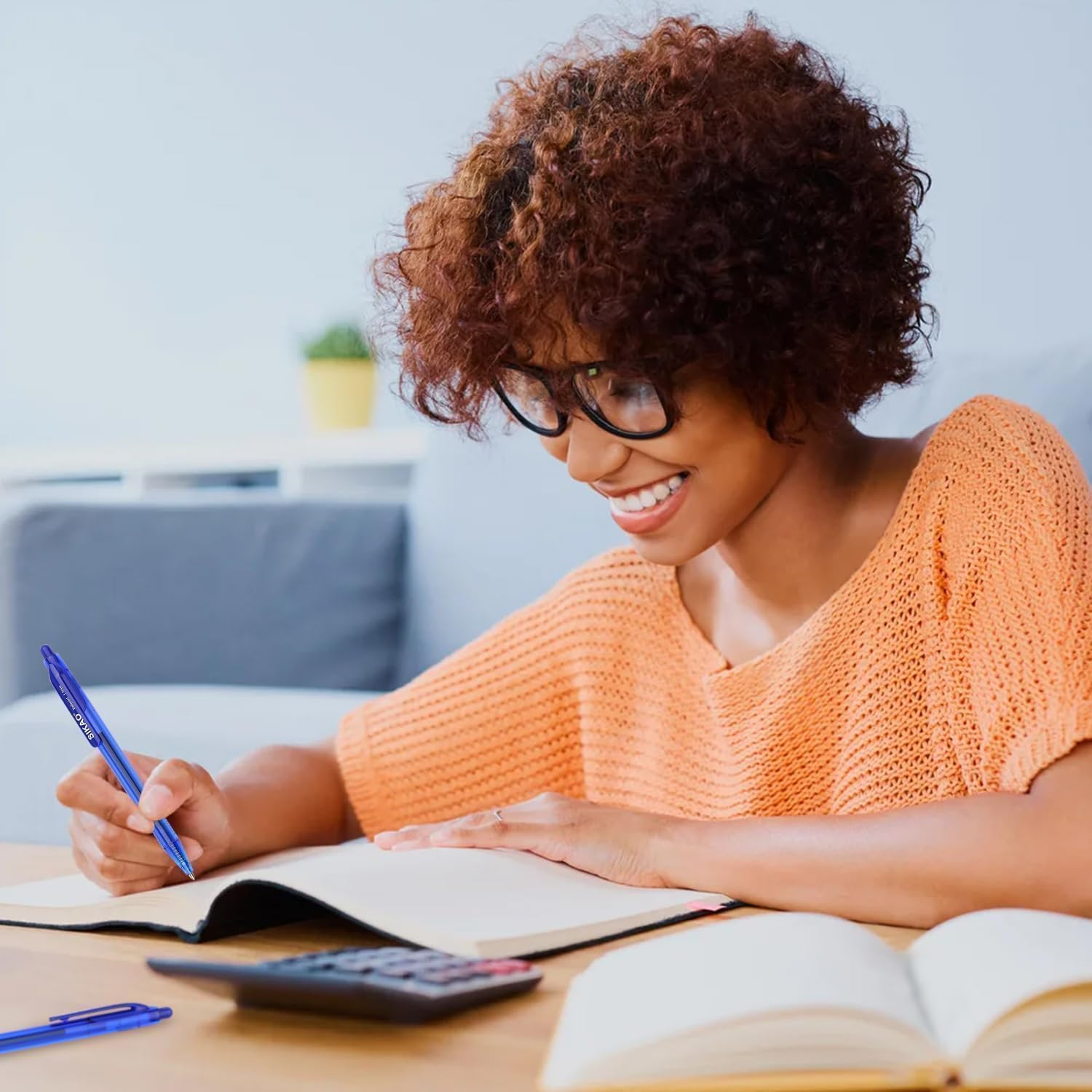 Sikao Black Gel Pens Comfy Grip Retractable Gel Ink Pens, Rollerball Click Journal Pen Fine Point 0.7 Smooth Writing for Office School Work Bulk Pens Box of 60 Pack image number 1