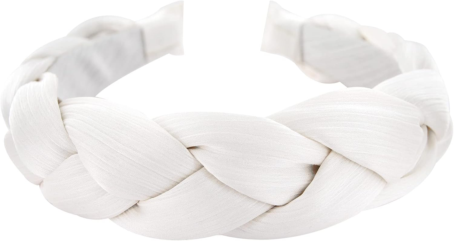 Axy HRZ2 Headband with Braided Fabric in Candy Colours - Beautiful Headband Hair Accessories (White)