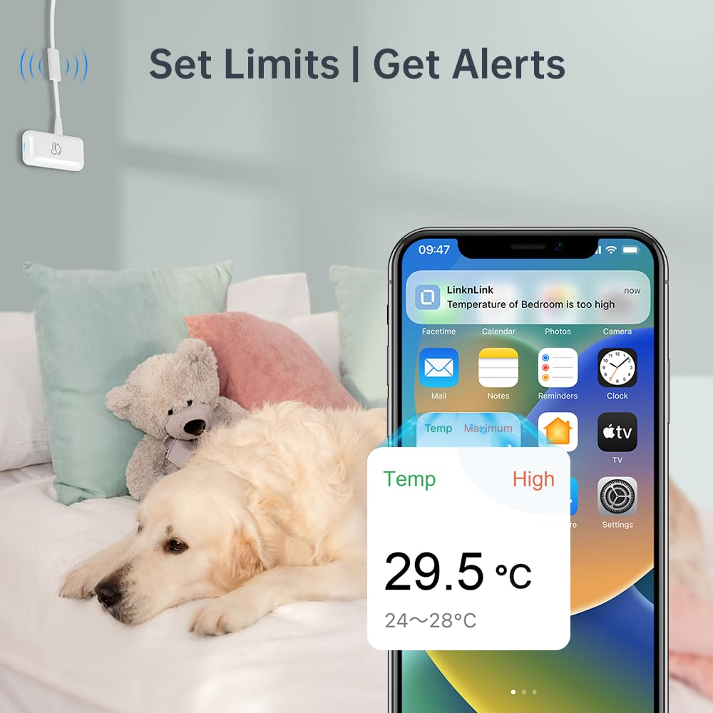 Thermometer and Hygrometer Eths, Wifi Smart Temperature and Humidity Monitor Sensor, APP Phone Alert, 3 Years Data Storage and Export, Modbus, Works with Alexa Google Home, No Hub Required image number 1