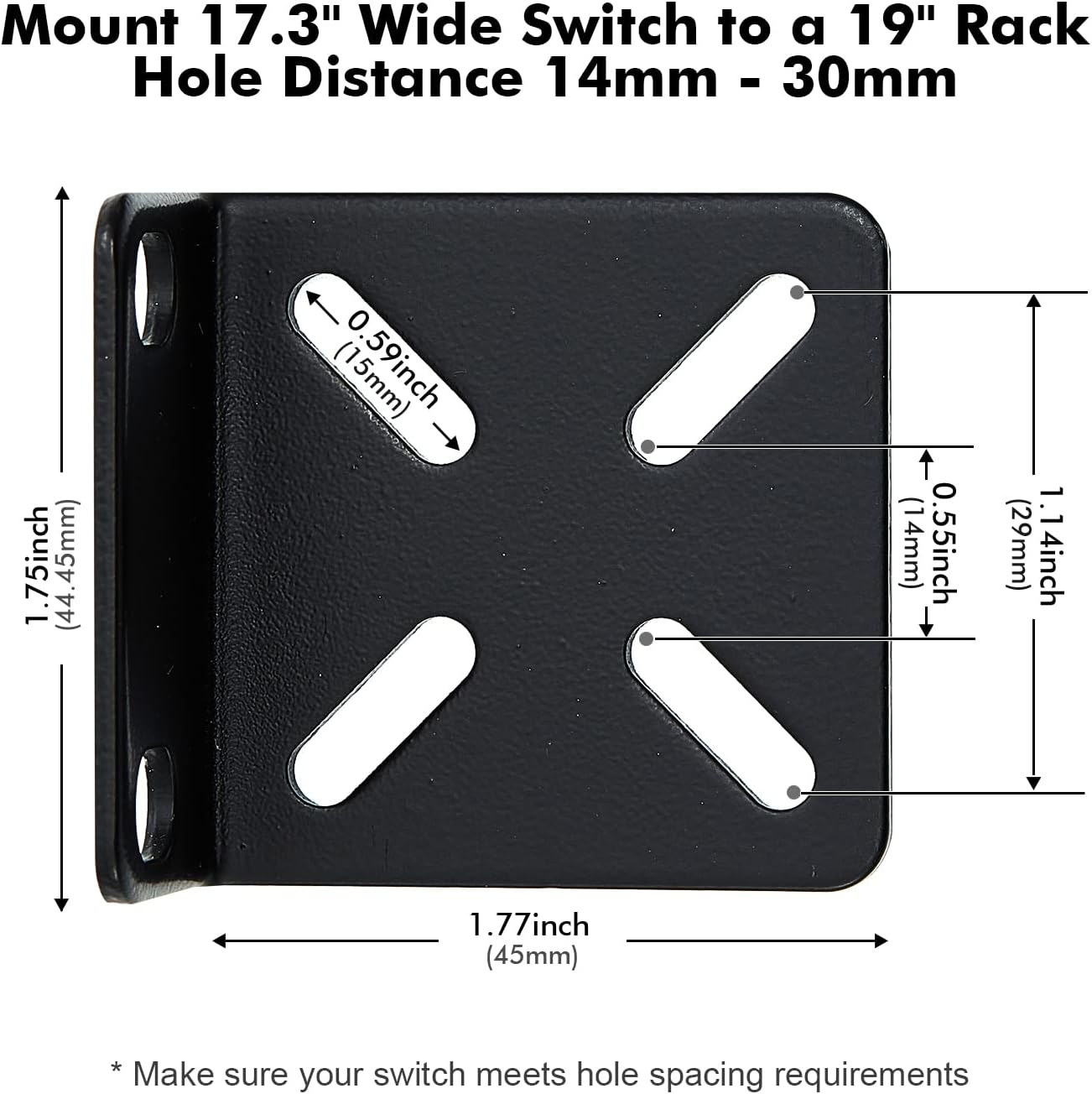Mokerlink Rack Mount Kit for 17.3 Inch Wide Switches, Adjustable Hole Distance 14-29Mm, 0.5-1.14Inch, Compatible for Some Cisco, NETGEAR, Dell, D-Link, Linksys, HP, Trendnet, Buffalo Tech Products image number 4