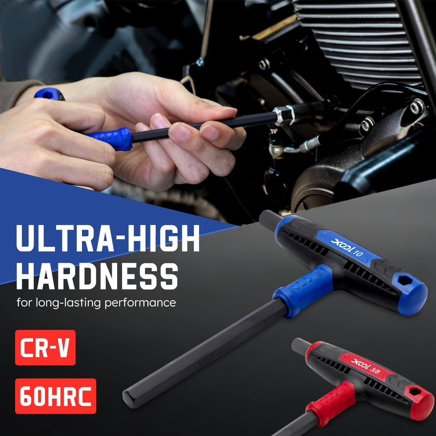 XOOL 14PCS T Handle Allen Wrench Set, Metric & SAE Hex Key Set, Long Arm Hex Key Wrench Set with Portable Organizer image number 3