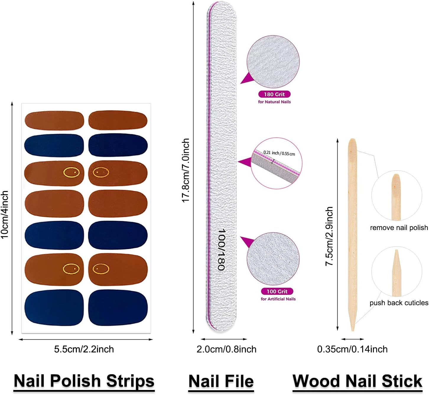DANNEASY 30 Sheets Nail Polish Strips Full Nail Wraps for Women Gel Nail Strips Self Adhesive Nail Polish Stickers Stick on Nails Fingernails Manicure Sticker Nail Art Accessories with Nail File image number 2
