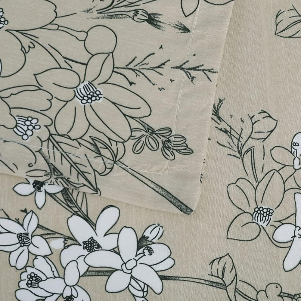 YEPINS Soft Brushed Microfiber Duvet Cover Set with Zipper Closure and Corner Ties, Blossom/Branch Floral Printed Pattern, Camel Color-King Size(104X90 Inches) image number 6