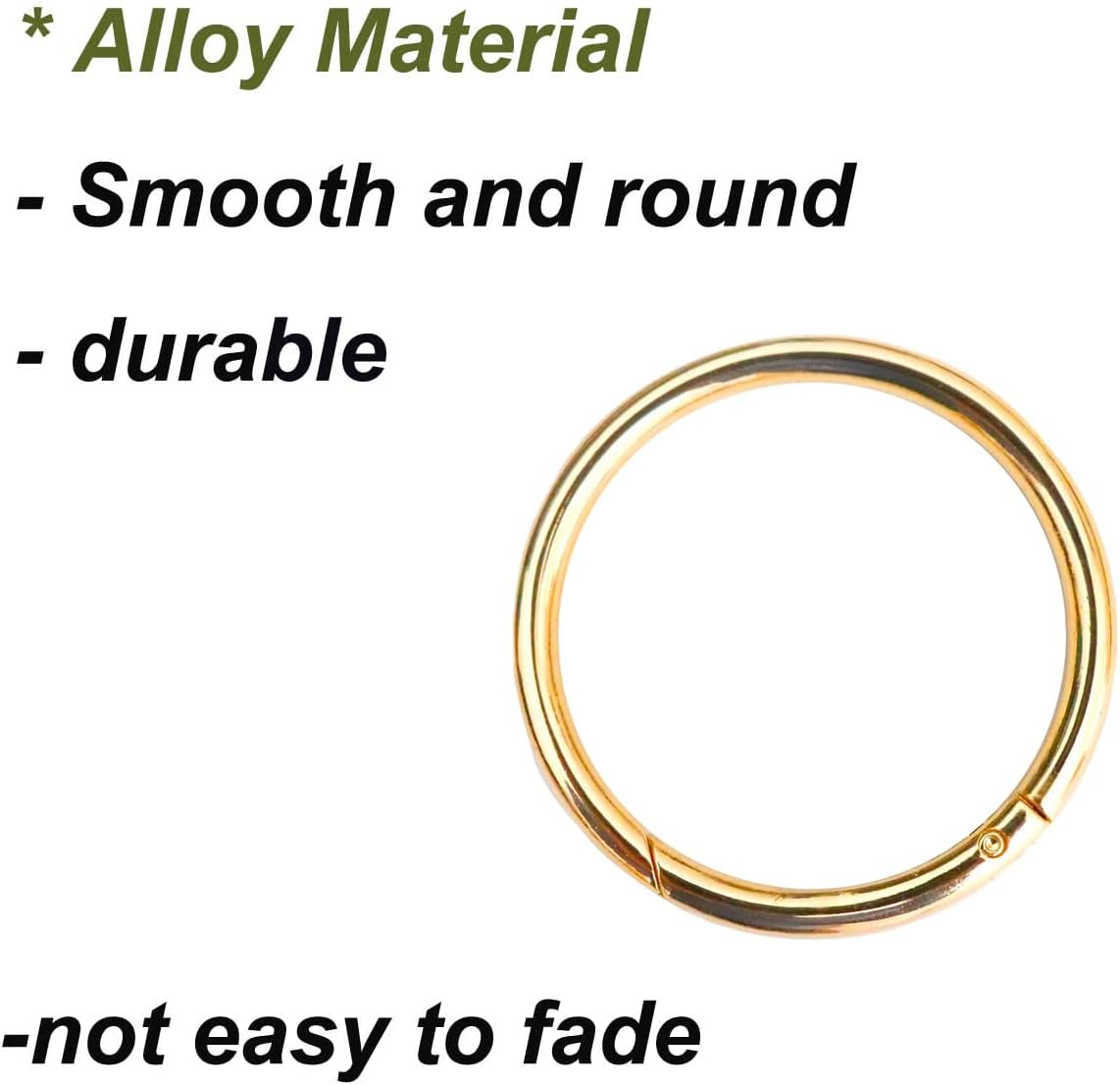 Maydahui 20PCS Spring O Ring Zinc Alloy Spring Clip 4 Size (0.8, 0.98, 1.1, 1.3Inch) Gold round Carabiner Snap Hook Key Ring Circle Trigger Rings Multi-Purpose for Handbag Purse Dog Leashes