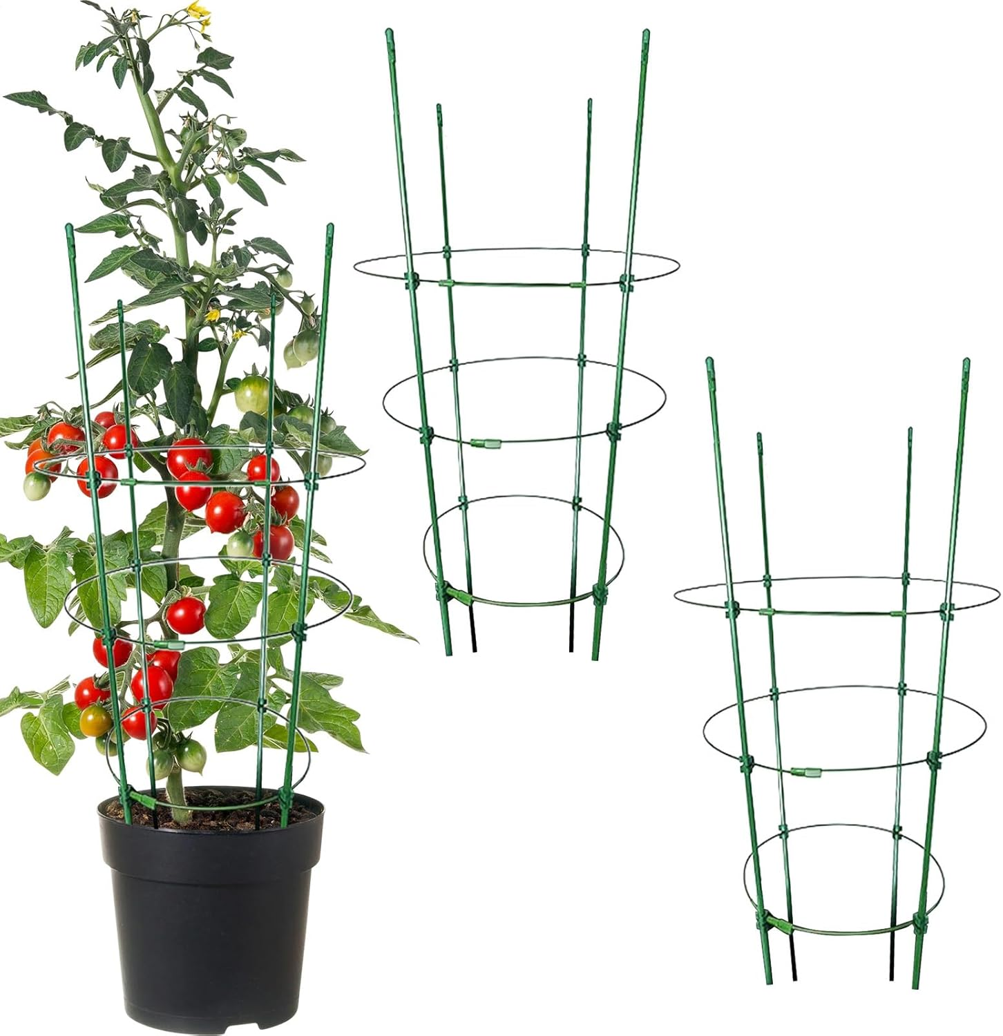 Tomato Cage - Heavy Duty Tomato Prop Vegetable Cages,3 Pieces Stakes Gardening Supplies, Plant Bracket Flower Stands for Vines, Fruits, Flowers, Climbing Plants image number 6