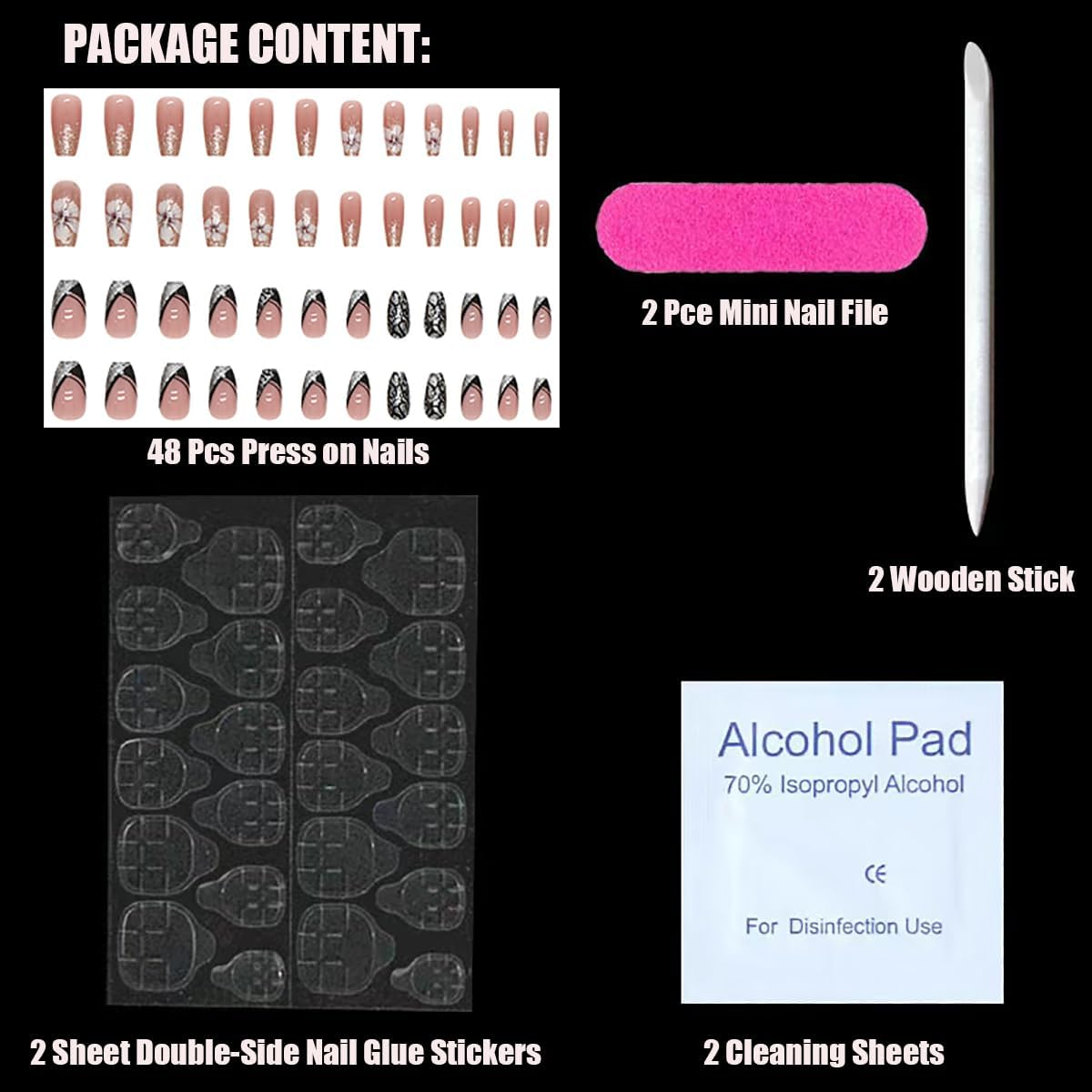 48 Pieces Natural Glitter Short Press on Fake Nails Acrylic Glue on Shiny Nails for Women and Girls Nail Art Accessories