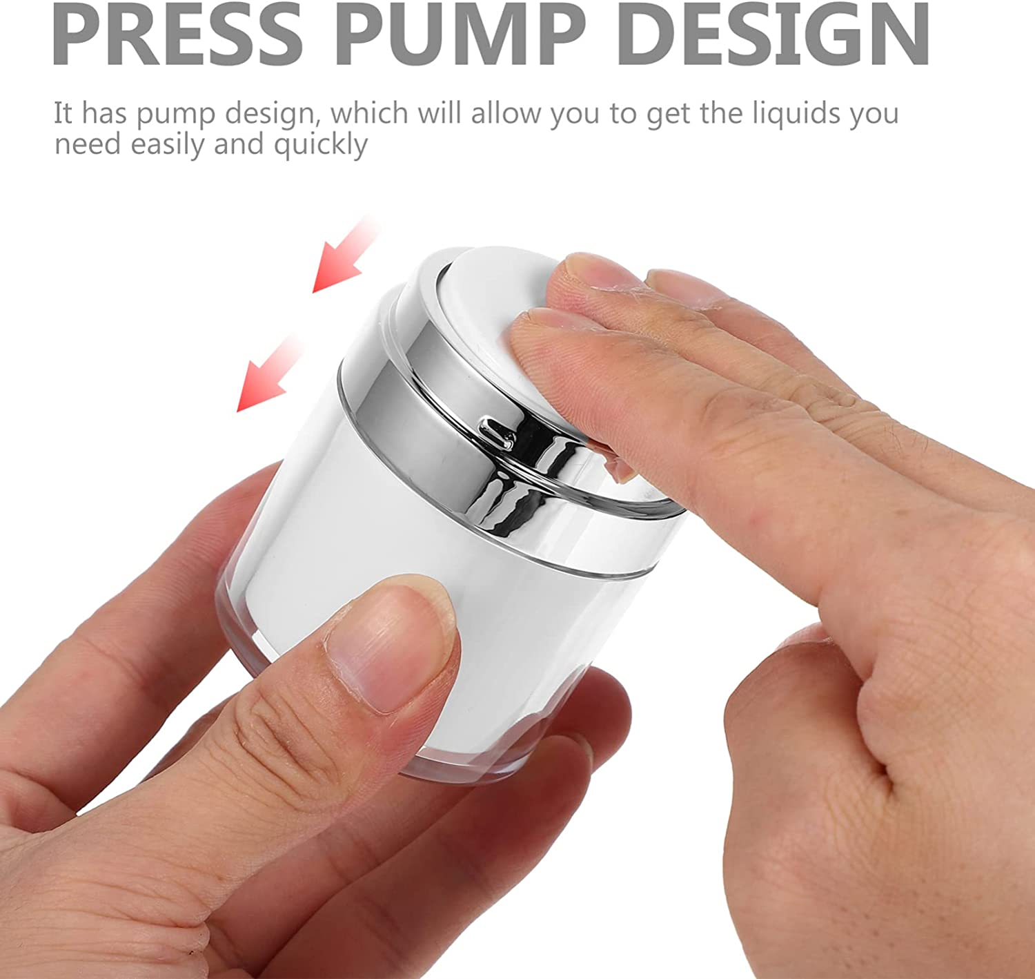 Lurrose Travel Skincare Containers 2Pcs Airless Pump Jars Lotion Dispenser with Pump Acrylic Airless Cosmetic Container for Toiletries Moisturizer Cream, 30Ml Vacuum Container image number 4