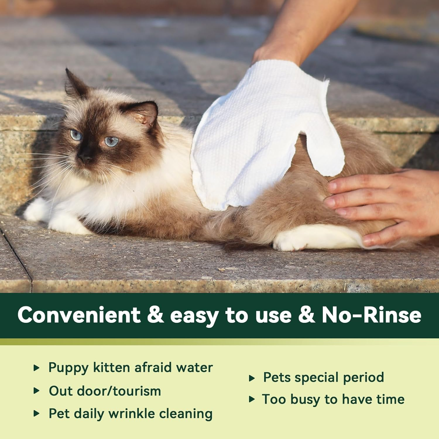 ECO PET Glove Wipes &ndash; Dog & Cat Cleaning Gloves Wipe | Bath Wipes with Coconut Oil, Sea Buckthorn, Kakadu Plum, Oat Extract | Pet Grooming Paw, Fur & Butt Wipes | Glove-Style Wet Wipes image number 5