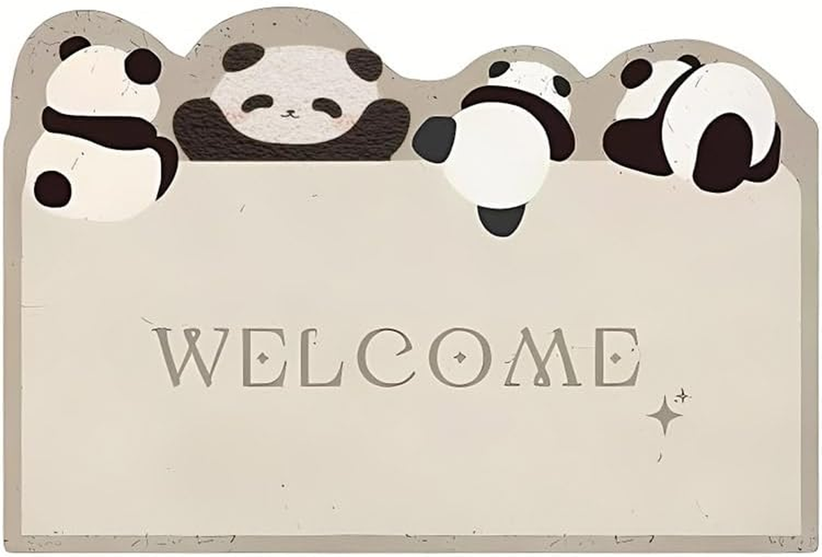 AIMALL Non-Slip Door Mat, 23.6 X 35.4 Inches, Absorbent and Durable Welcome Floor Mat with Panda or Dog Pattern for Entryway, Kitchen, Bathroom, and Home