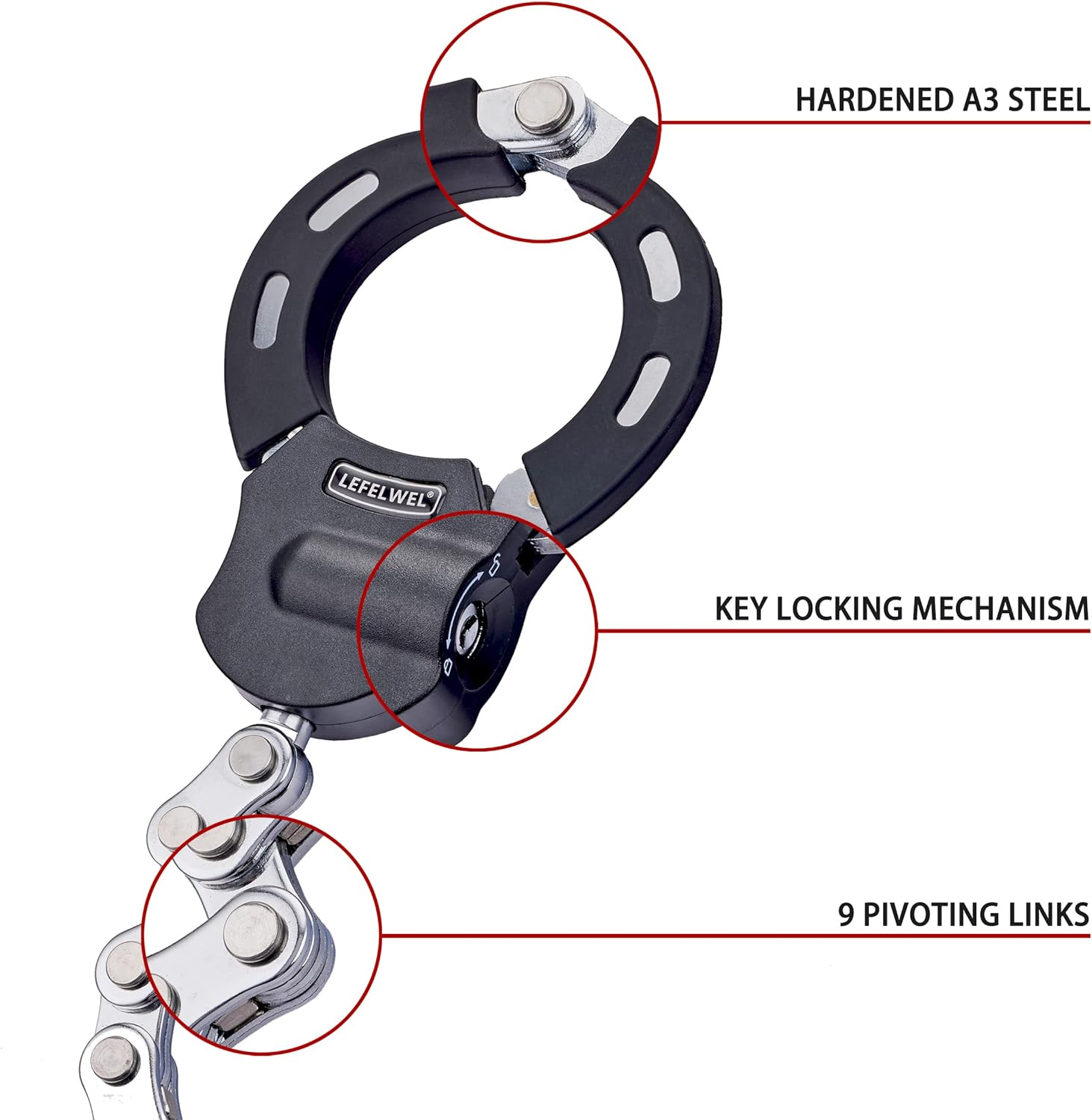 Scooter Lock,Bike Chain Lock,Electric Scooter Locks anti Theft for Electric Scooter Segway,Ninebot,Xiaomi, Razor and Bicycle Lock Cable Accessories, (Lfw_Lock)