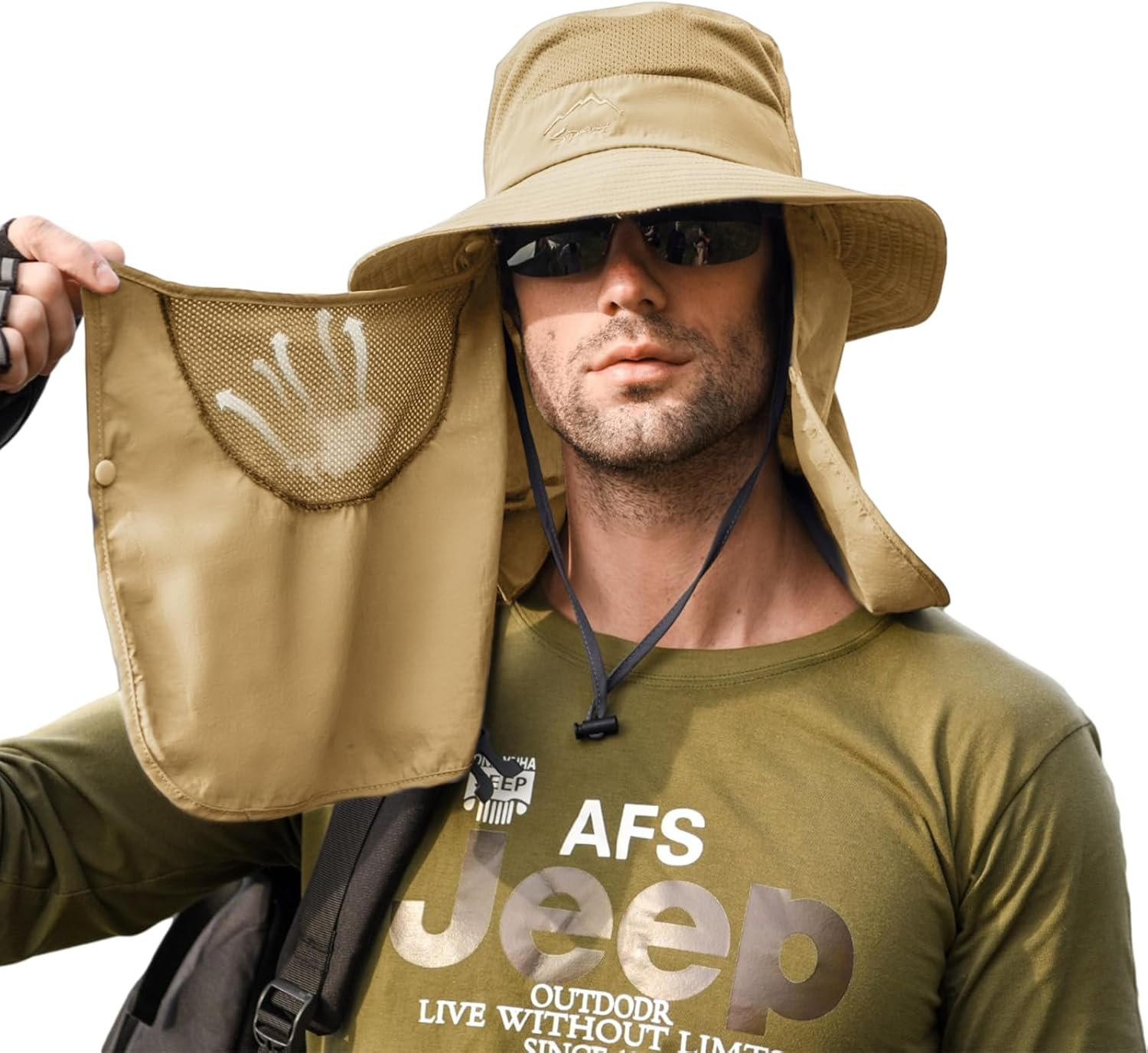 Sun Hat Men Women Summer Outdoor Unisex UV Protection Hat Adjustable Removable Foldable Fishing Hat Breathable Quick Drying Hiking Hat - A1 image number 5