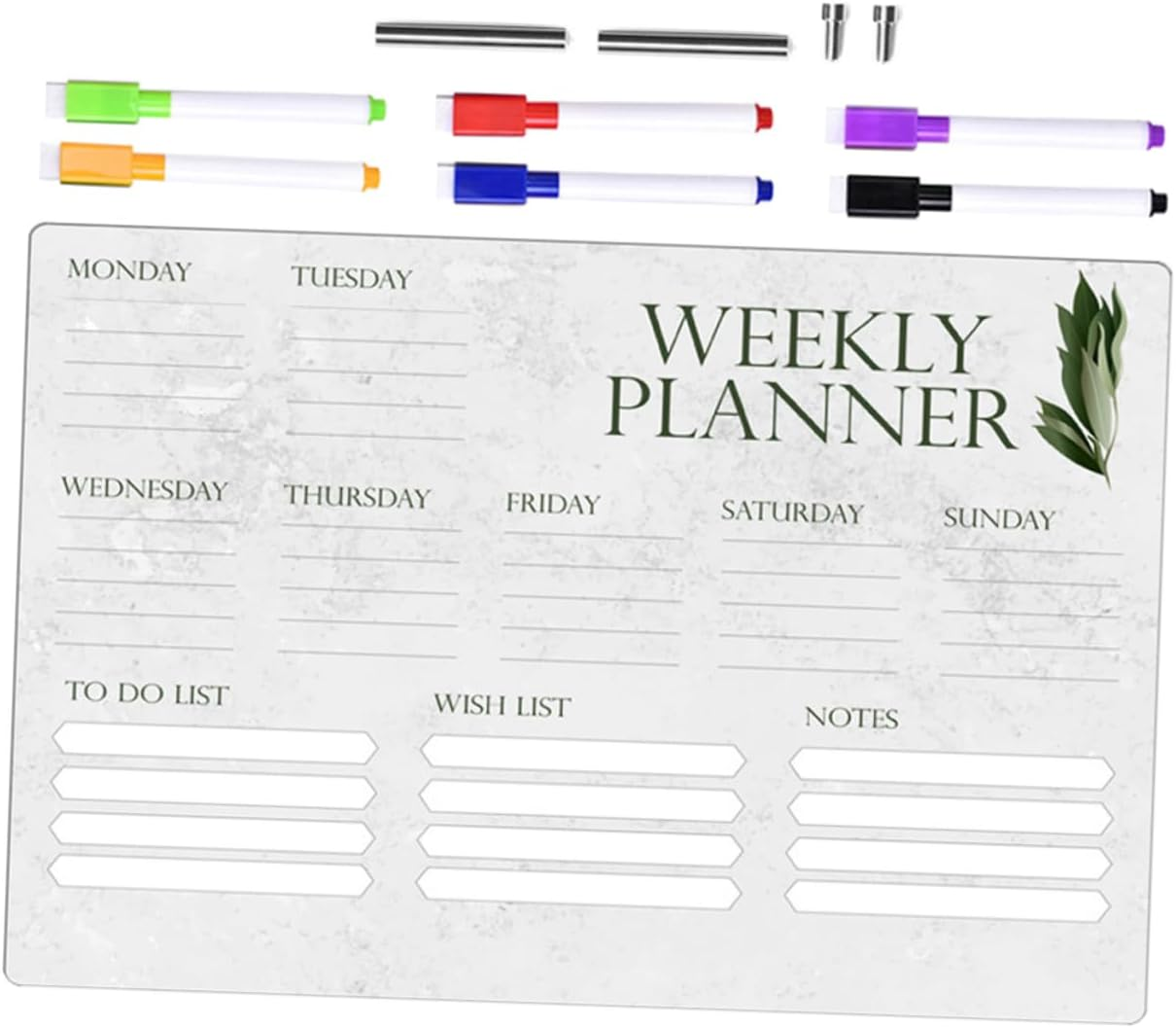 NUOBESTY Acrylic Memo Board 2 Whiteboard Pens and 2 Advertising Pins, Erasable Desktop Note Board for Weekly Planning, Home and School Message Organizer