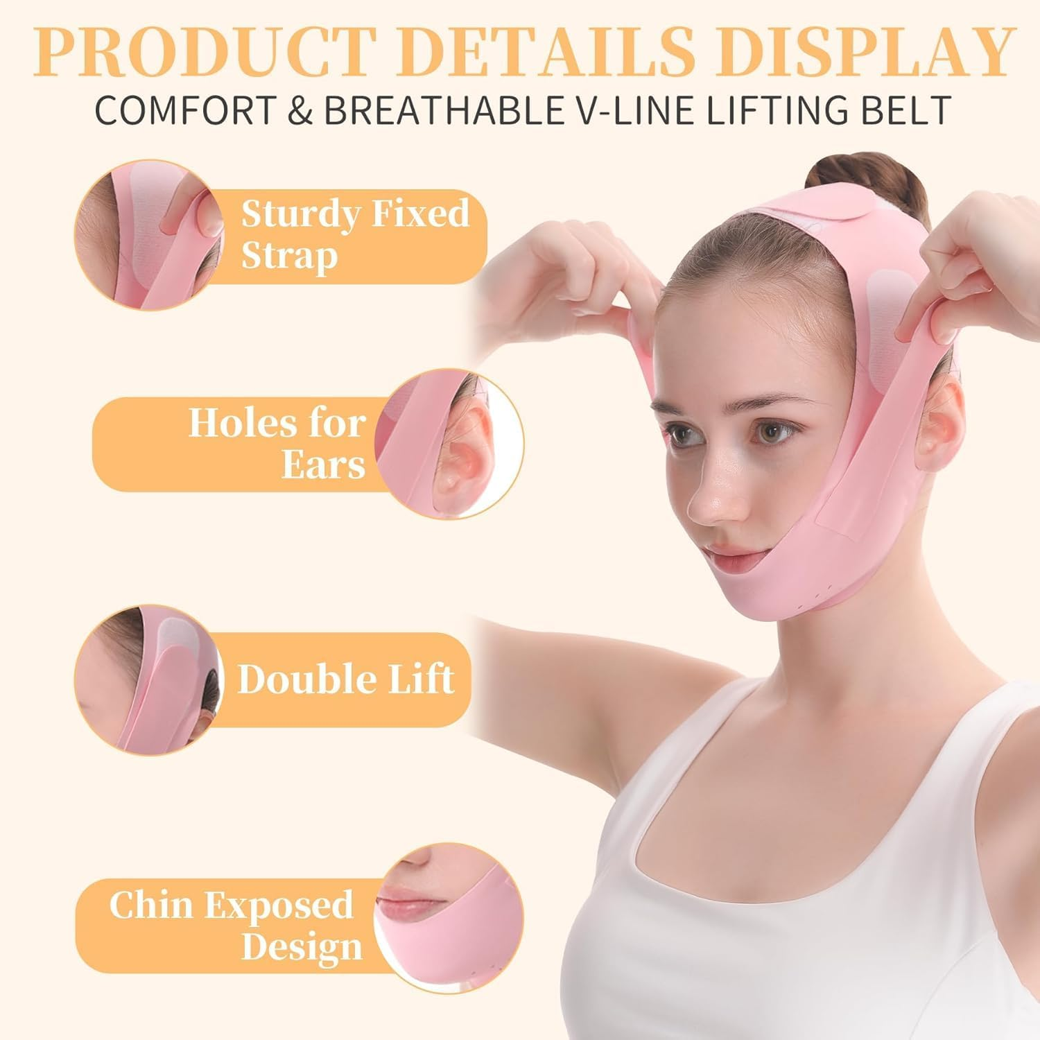 V-Line Lifting Collagen Face Mask,V Line Lifting Mask, V Shaped Face Mask, V Shaped Contouring Face Mask, Face Lifting Strap, Face Toning Belts, Jaw Exerciser, Washable and Reusable image number 1