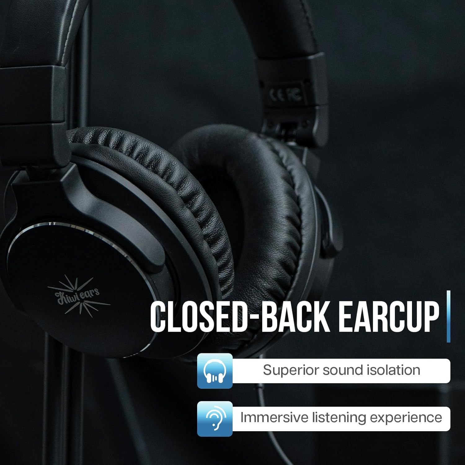 Linsoul Kiwi Ears Division over Ear Headphone, 40Mm Dynamic Driver Monitoring Headphones, Wired Gaming Headphone, DJ Headphones for Professional Musicians Engineers (Black) image number 2