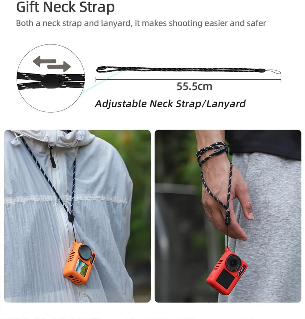 Protective Case Cover for DJI Osmo Action 5 Pro, Silicone Case Soft Anti-Slip Cover Anti-Scratch Sleeve for DJI Osmo Action 5 Pro with 2Pcs Lens Cap image number 3