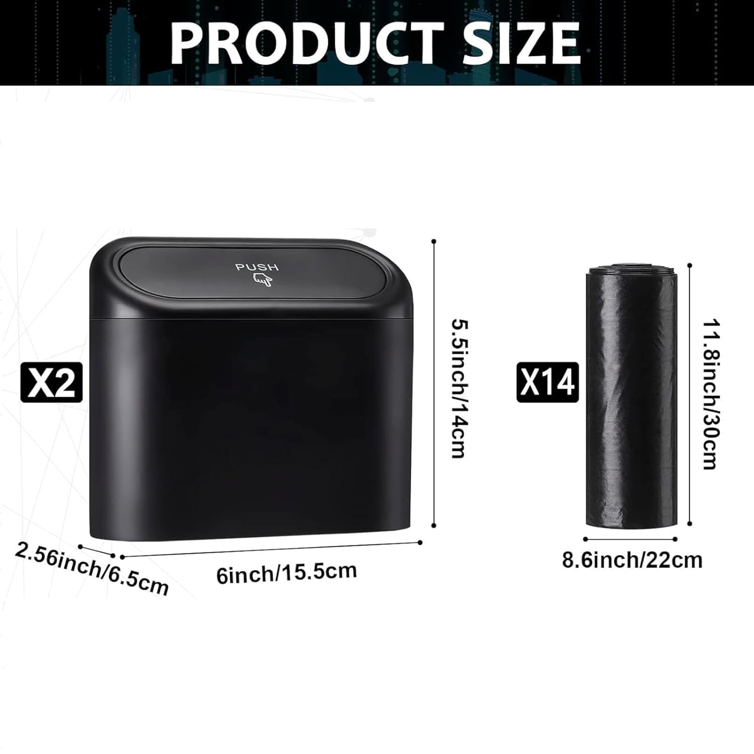 YAKESD 2PACK Car Garbage Can with Lid - Hanging Trash Can for Car, Convenient Mini Vehicle Bin with 10 Roller Bags and 4 Headrest Hooks - Dustbin Garbage Organizer for Home Office Use image number 4