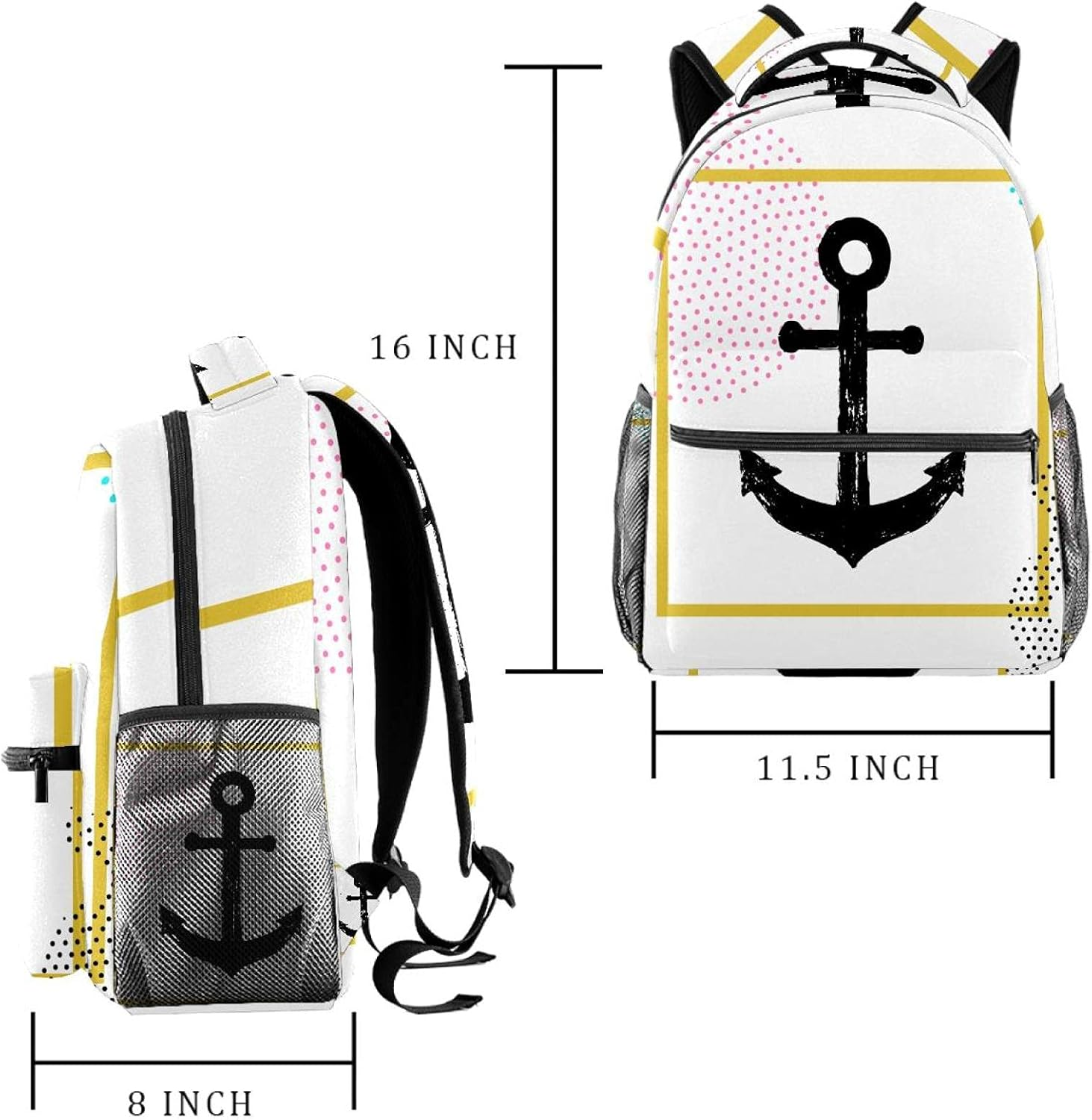 Anchor Illustration Backpack Students Shoulder Bags Travel Bag College School Tote Backpacks image number 2