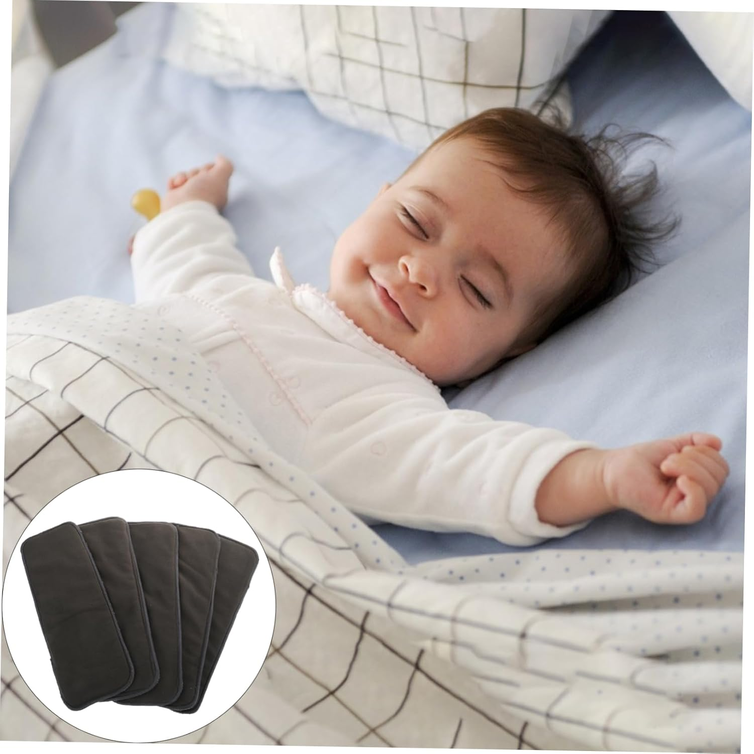 5Pcs Bamboo Diaper Pads Inserts Changing Liners Water-Soluble Odor-Reducing Breathable Comfortable Non-Toxic for Newborns image number 2