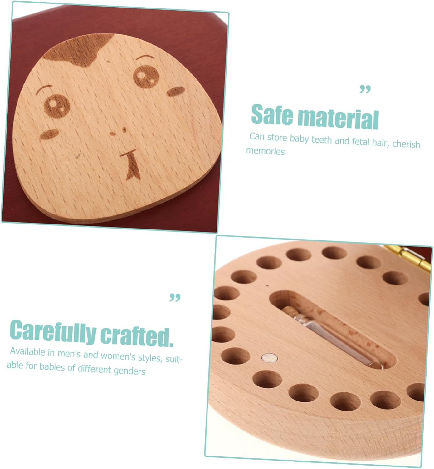 Kisangel Boys Haircut and Milk Tooth Keepsake Box Wooden Storage Labels for Milestones image number 4