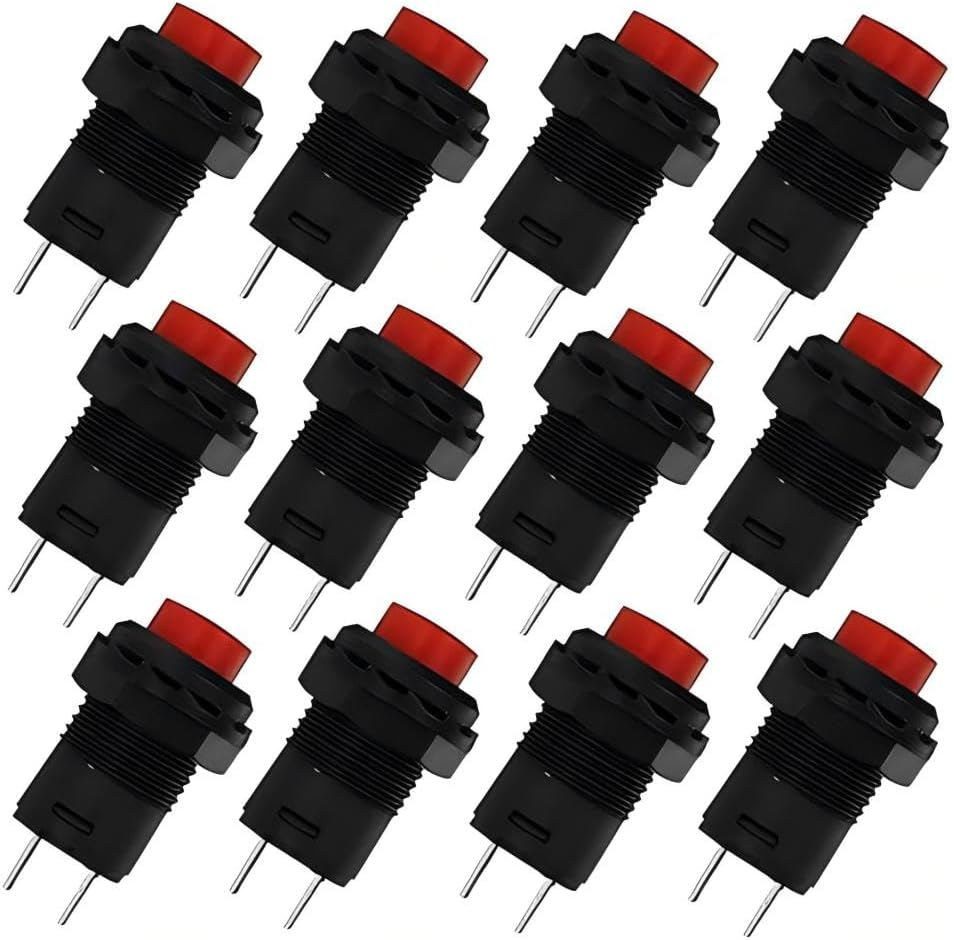 Power Switch Button Push Button 12Pcs，Momentary Panel Cutout Accessories Pushbutton Circuit Button Metal Buttons Circuit Push Momentary Button Switch Copper Small Tools Round image number 1