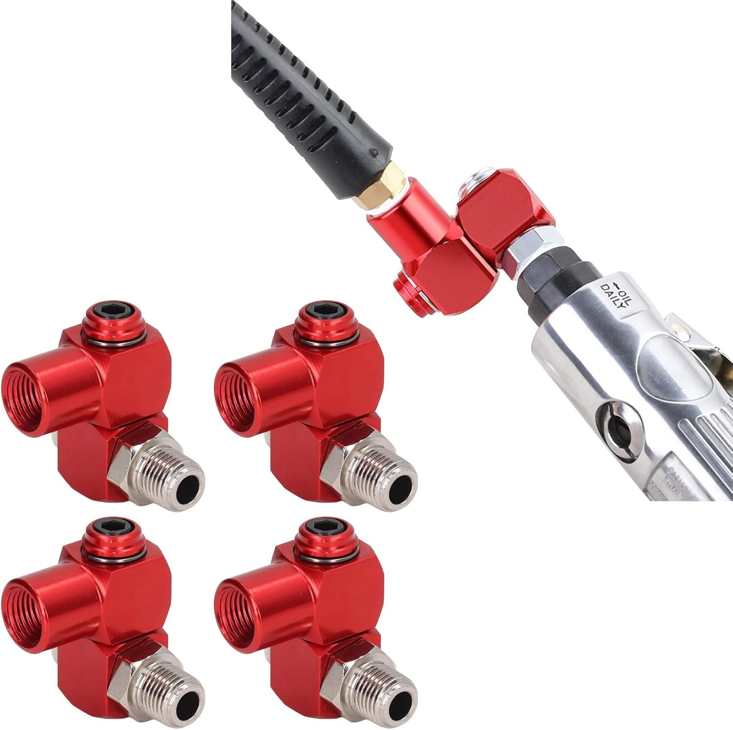 360 Degree Air Hose Connector, 4Pcs Easy to Install Industrial Air Fittings for Glue Gun image number 6