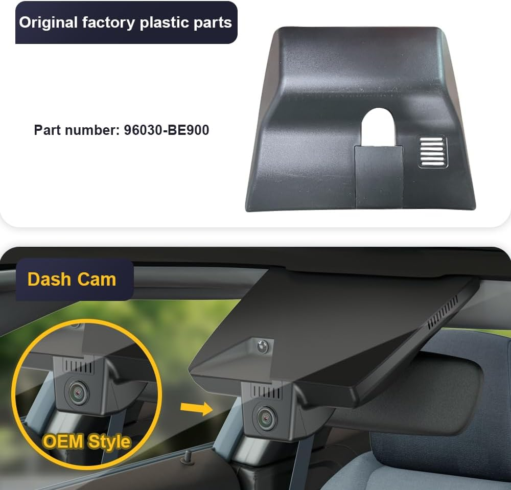 Fitcamx 4K Dash Cam Suitable for Hyundai Kona 2023 2024 2025 (Right Hand Drive Car, HD2-BE900), Integrated OEM Look, 2160P UHD Video Wifi Connect & APP, Loop Recording G-Sensor, Plug & Play, 64GB Card image number 1