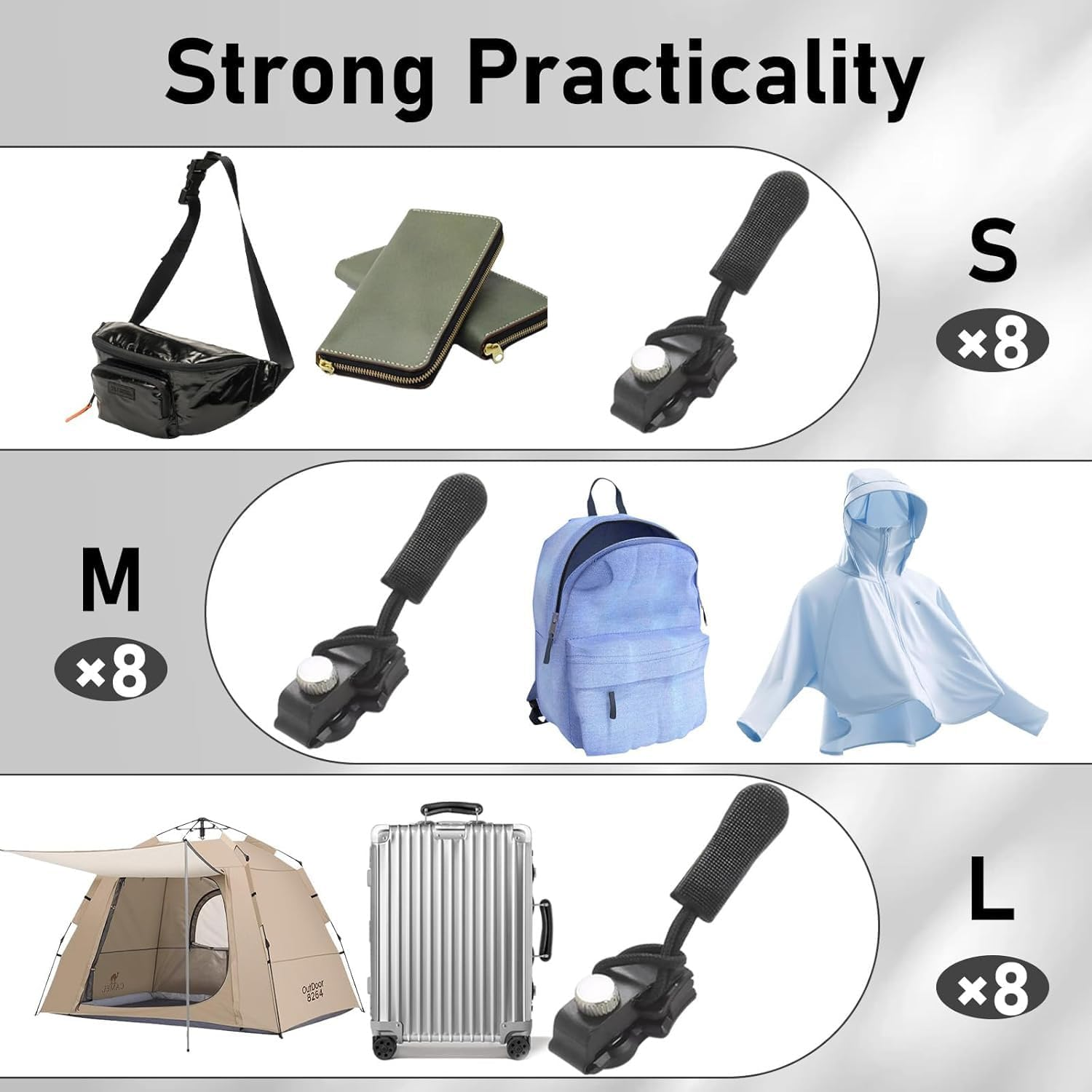 4 Pcs Fix Zip Puller, Instant Fix Zipper Repair Kit, Replacement Zip Slider for Jacket Backpack Luggage Sleeping Bag, Universal Instant Fix Zipper Repair Replacement Zip Slider image number 3