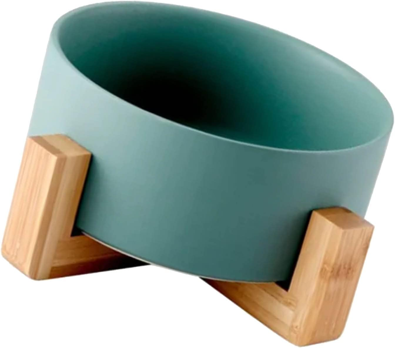 Ceramic Dog Cat Bowl, Multipurpose Large Capacity Pet Bowl with Wooden Stand for Cats Dogs Pets, Neck Guard Pet Feeding Bowl Pet Dish for Food Water Feeding image number 5