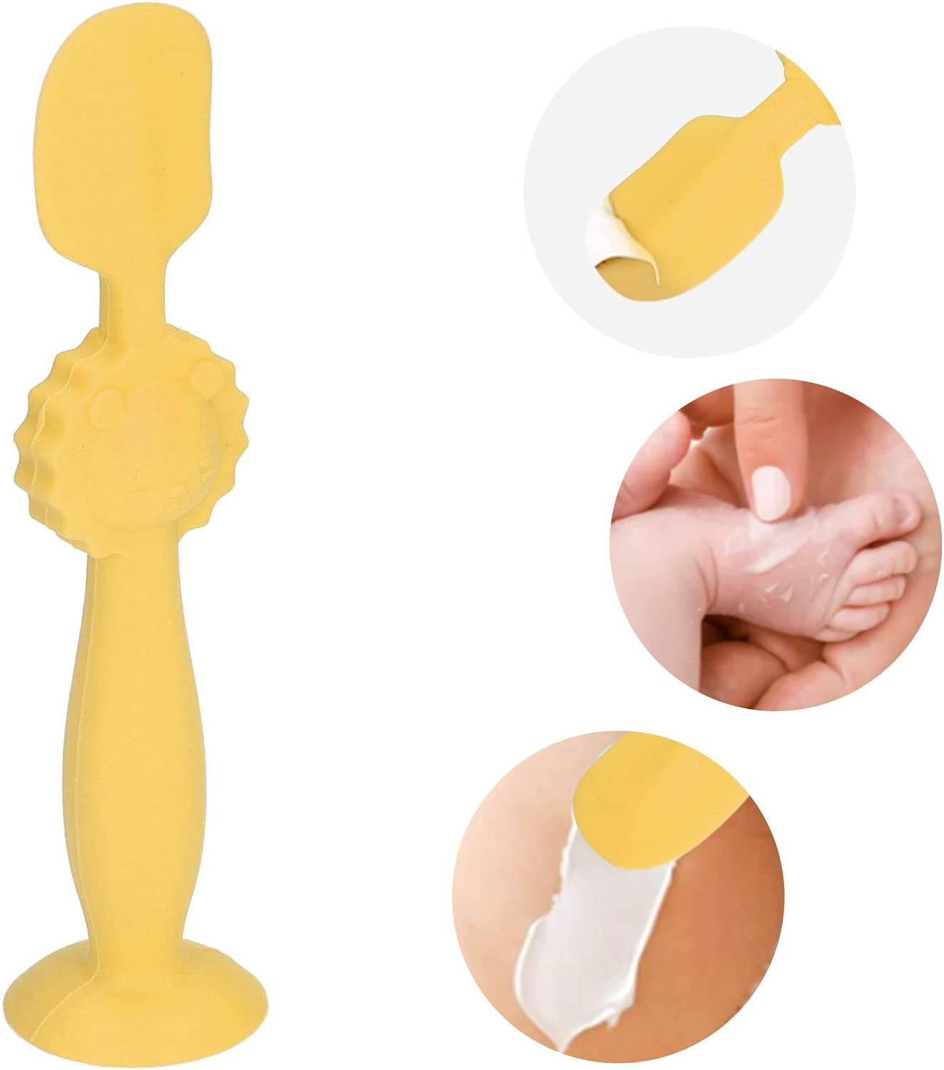 Diaper Cream Spatula, Mini for Butt Paste Diaper Cream, Soft Silicone Baby Butt Cream Diaper Cream Applicator, Rash Cream Butt Paste Spatula Baby Necessities (Yellow)