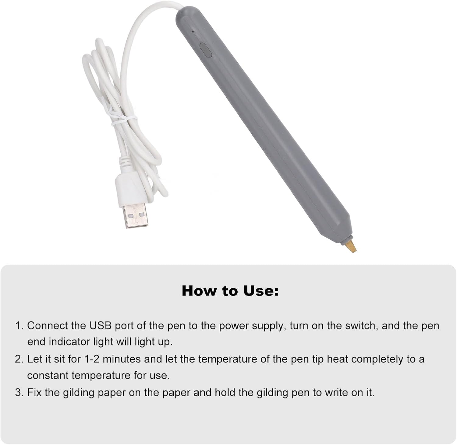 USB Hot Foil Pen, Foil Quill Starter Heat Foil Pen Set with 4 Heating Tips, Electric Embossing Pens Gold Foil Paper Roll Pen for Card Making DIY Handcrafts image number 4