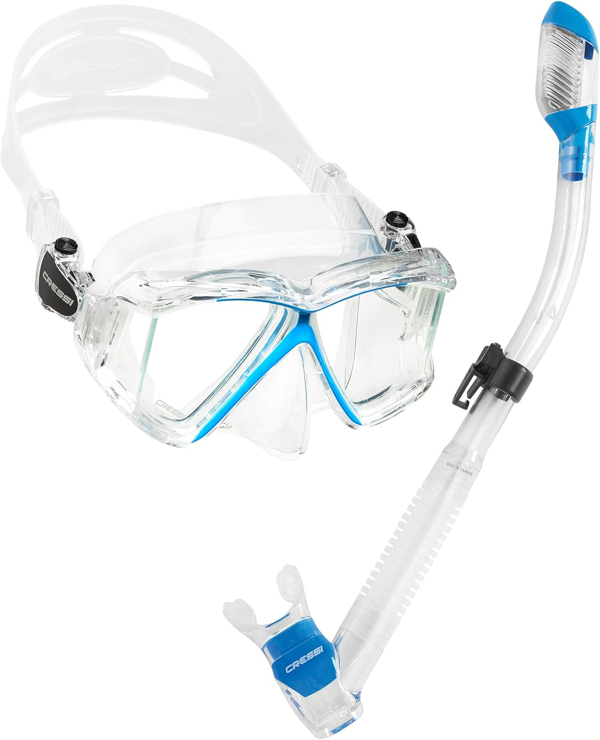 Cressi Panoramic Wide View Mask & Dry Snorkel Kit for Snorkeling, Scuba Diving - Pano 4 & Supernova Dry: Designed in Italy