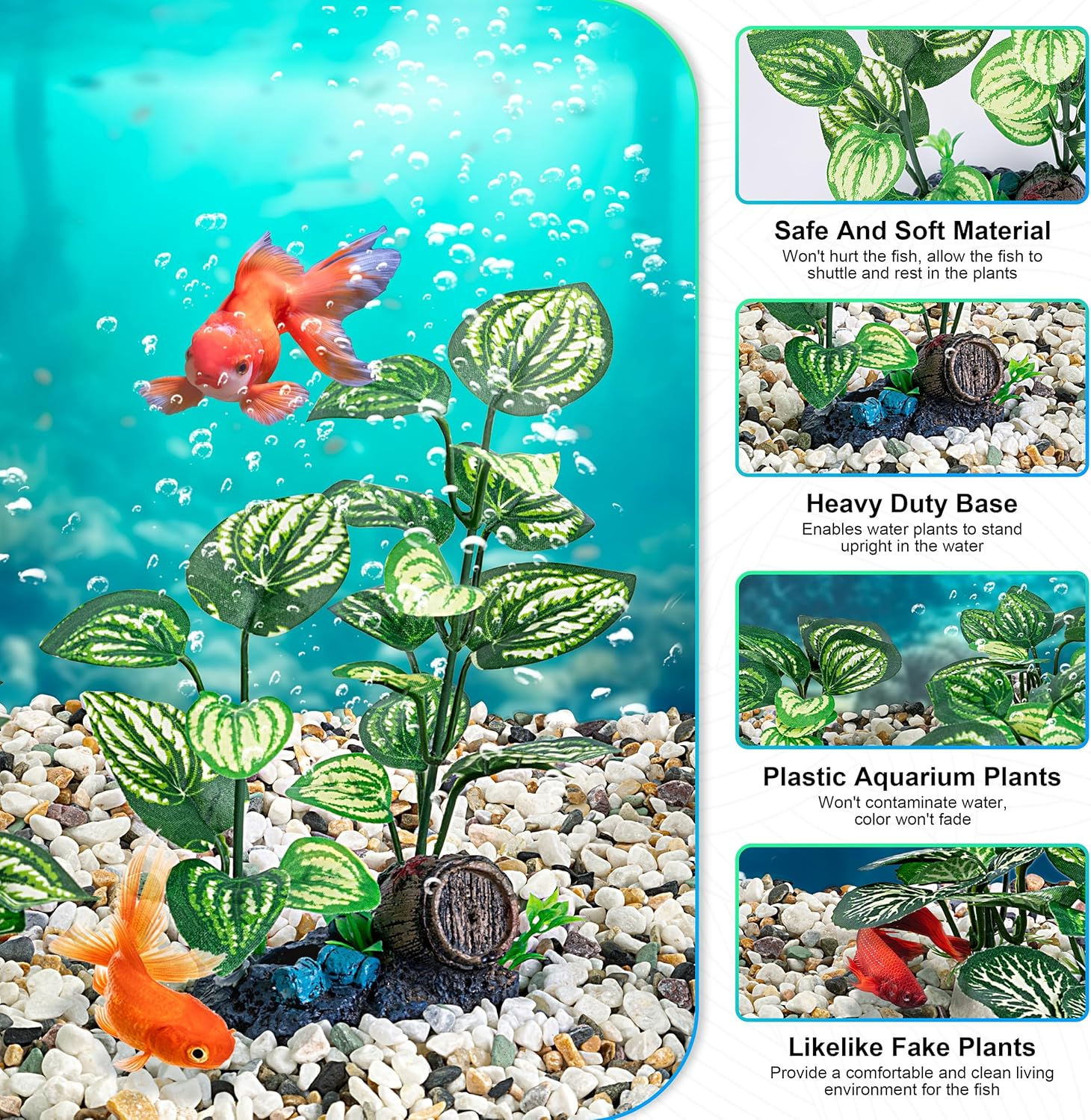 Mylifeunit Betta Fish Tank Decor, 10 Pack Silk Aquarium Plants for Aquarium Decoration and Fish Tank Decor image number 5