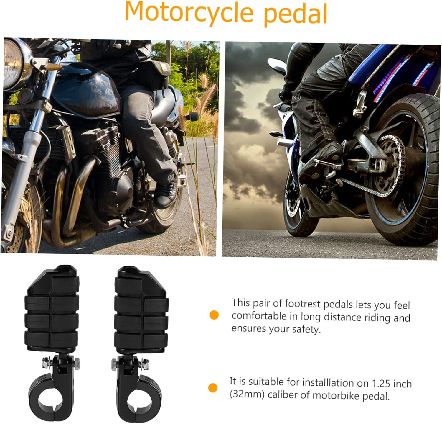 Ibasenice Guardrail Pedal Motorcycle Foot Pegs Footrest Practical Pedals Motorbike Foot Pegs for Riding Scenarios