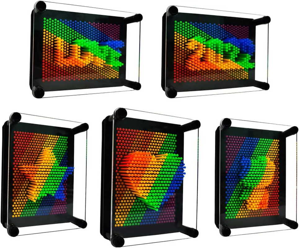 Foreverkeyu 3D Pin Art Toy Rainbow Pin Art Sensory Fidget Board Game Toy Pin Impression Toy Sculpture Toys Hand Pin Toy Gift for Kids, Girls, Boys, Adults(5*3.75In) - Purple image number 2