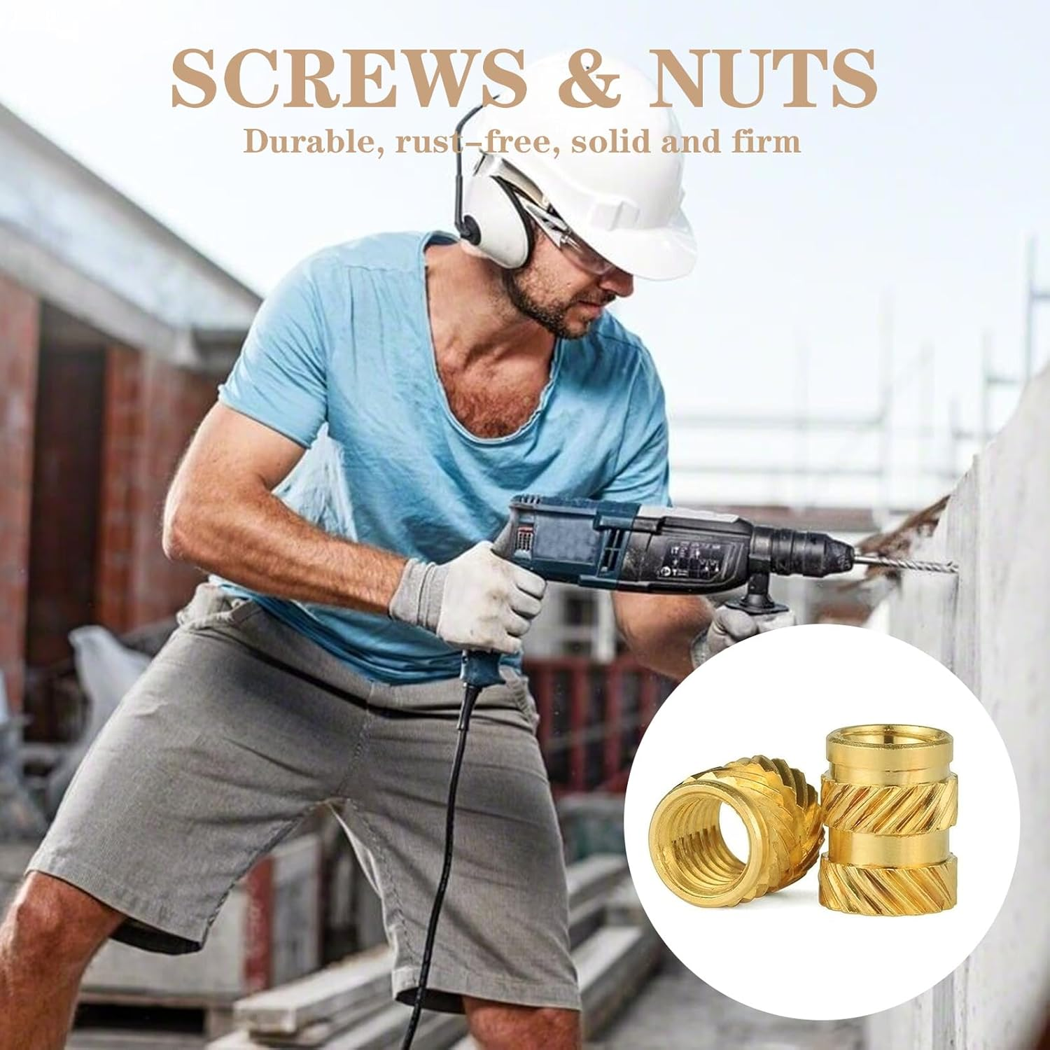 100 Pcs M3 Screws Nuts for Heat Press, M3 Threaded Inserts, Brass Threaded Inserts with Box, Metric Threaded Insert Nuts for 3D Printing Injection Molding, Wood, Plastic, Sheet Metal (4 X 5 MM) image number 3