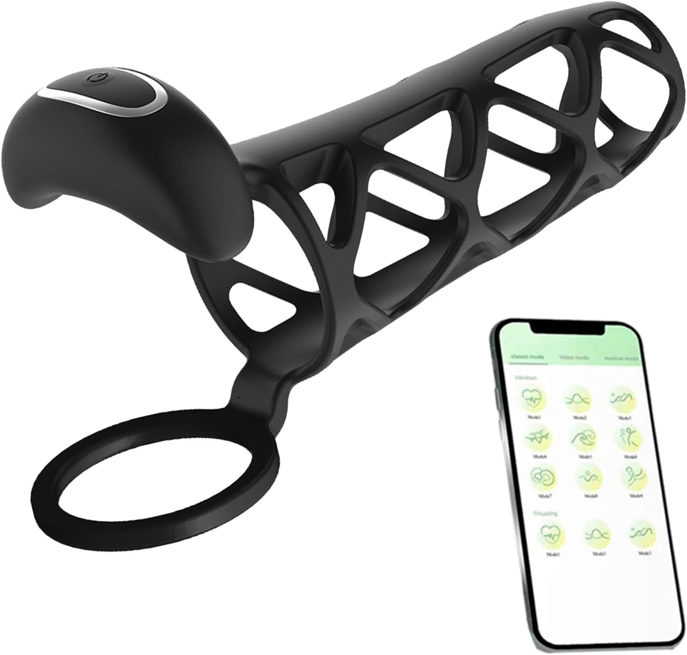 App Control Vibrating Cock Ring Penis Sleeve Delay Thick Flexible Erection Enhancing Enhancer with 9 Vibration Modes Male Stretchy Silicone Cock & Ball Rings Set Couples Last Longer & Harder Adult Mens Pleasure Women Sex Toy image number 1