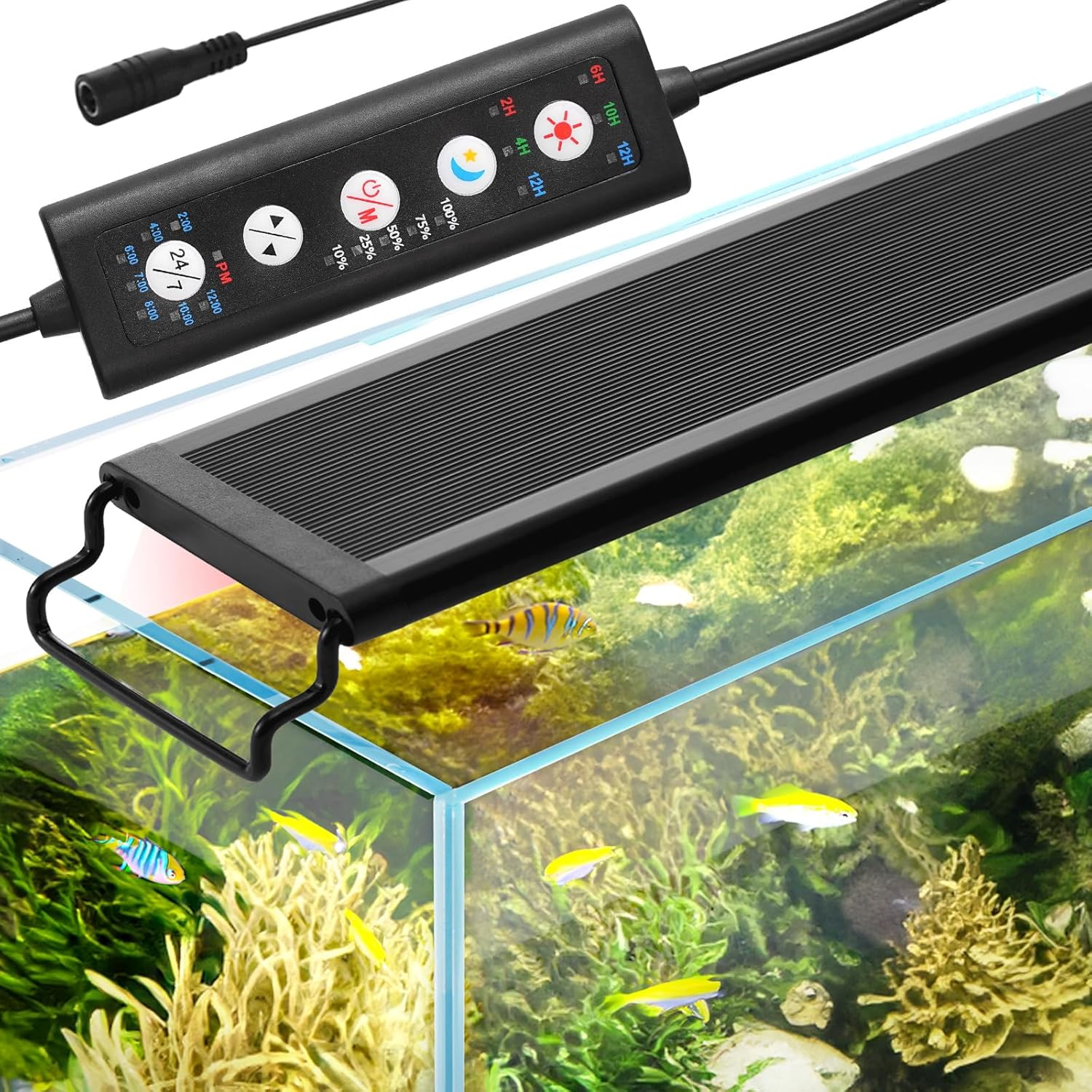 VEVOR Aquarium Light, 26W Full Spectrum Fish Tank Light with 24/7 Natural Mode, Adjustable Timer & 5-Level Brightness, with Aluminum Alloy Shell Extendable Brackets for 30"-36" Freshwater Planted Tank image number 6