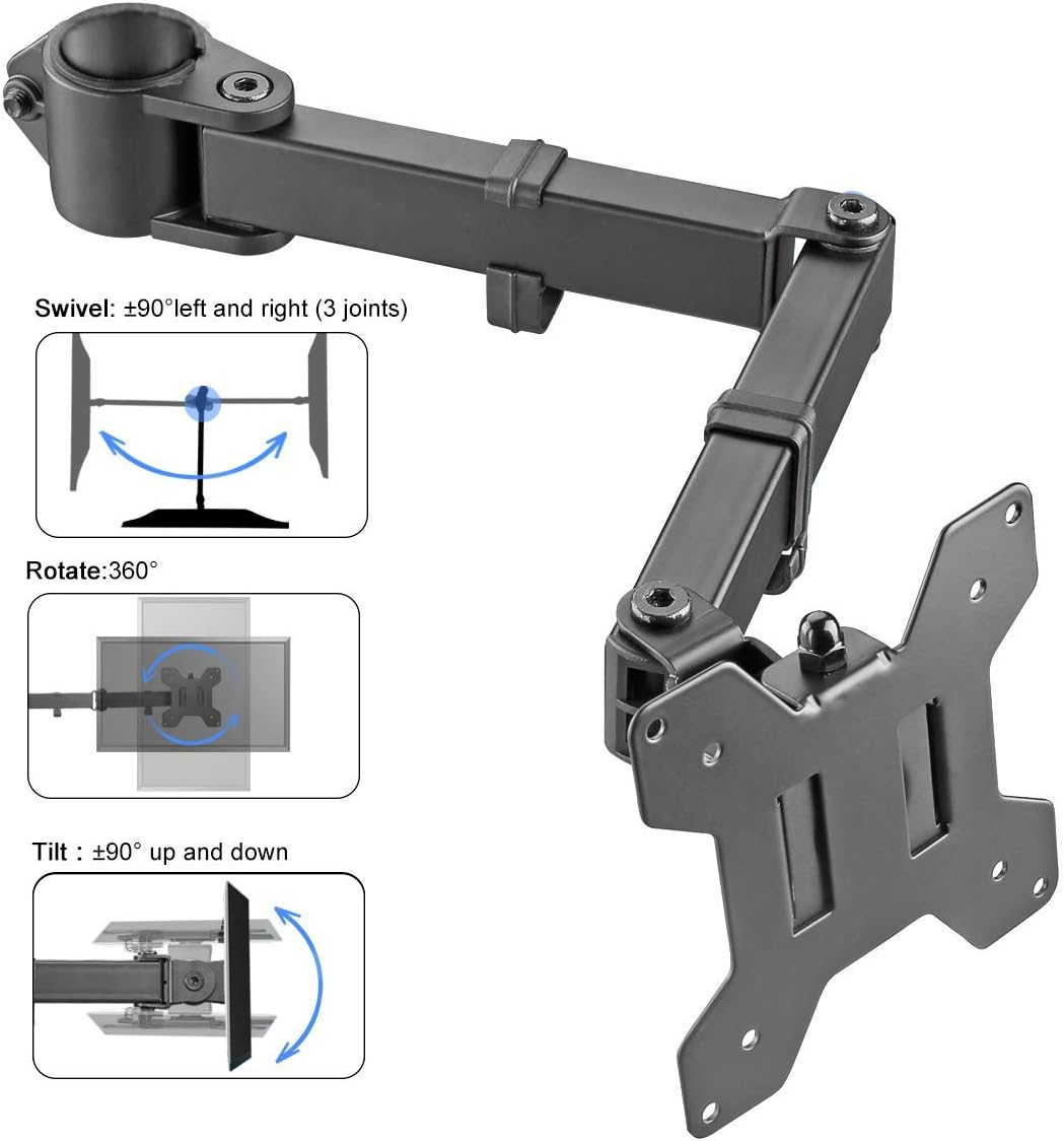 Suptek Single Monitor Arm for Desk Mount Stand,Adjustable Monitor Arm for 1 Screen up to 27 Inches,Black(Md6Db) image number 4