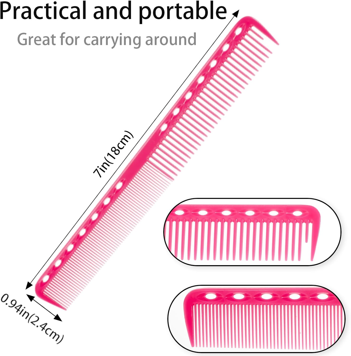 Pack of 6 Carbon Hair Cutting Combs, Colour, 2-In-1 Carbon Comb, Colourful, Carbon Styling Comb, Antistatic Hair Comb, Styling Combs for Men and Women, Thick, Thin, Curly, Straight Hair (Colour) image number 6